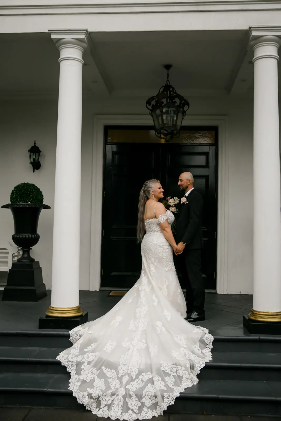 Bride in Lace Wedding Dress Fiona with Groom