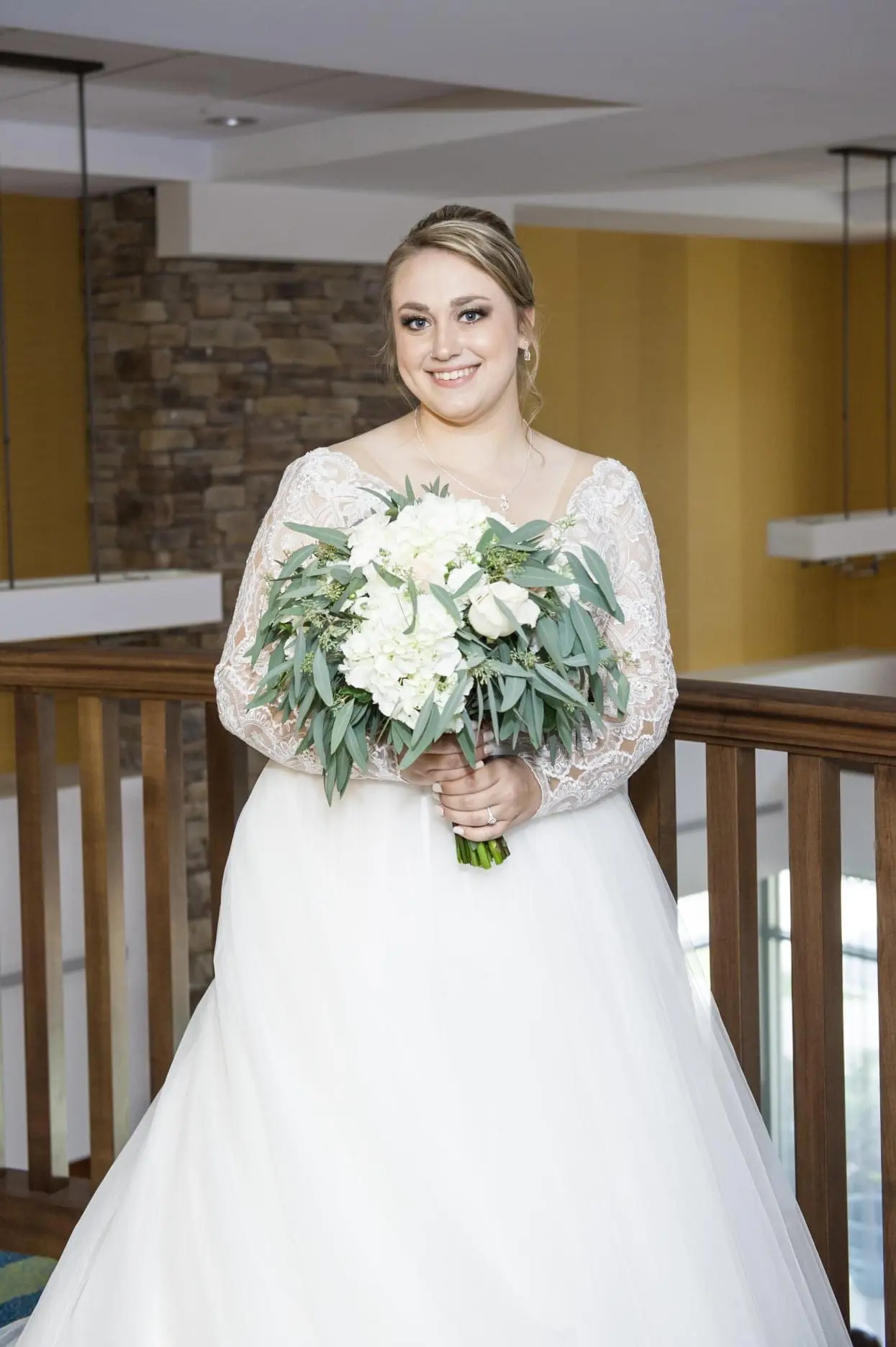 Bride in Romantic Ball Gown Wedding Dress with Illusion Plunging V-Neckline Called Mallory Dawn by Maggie Sottero