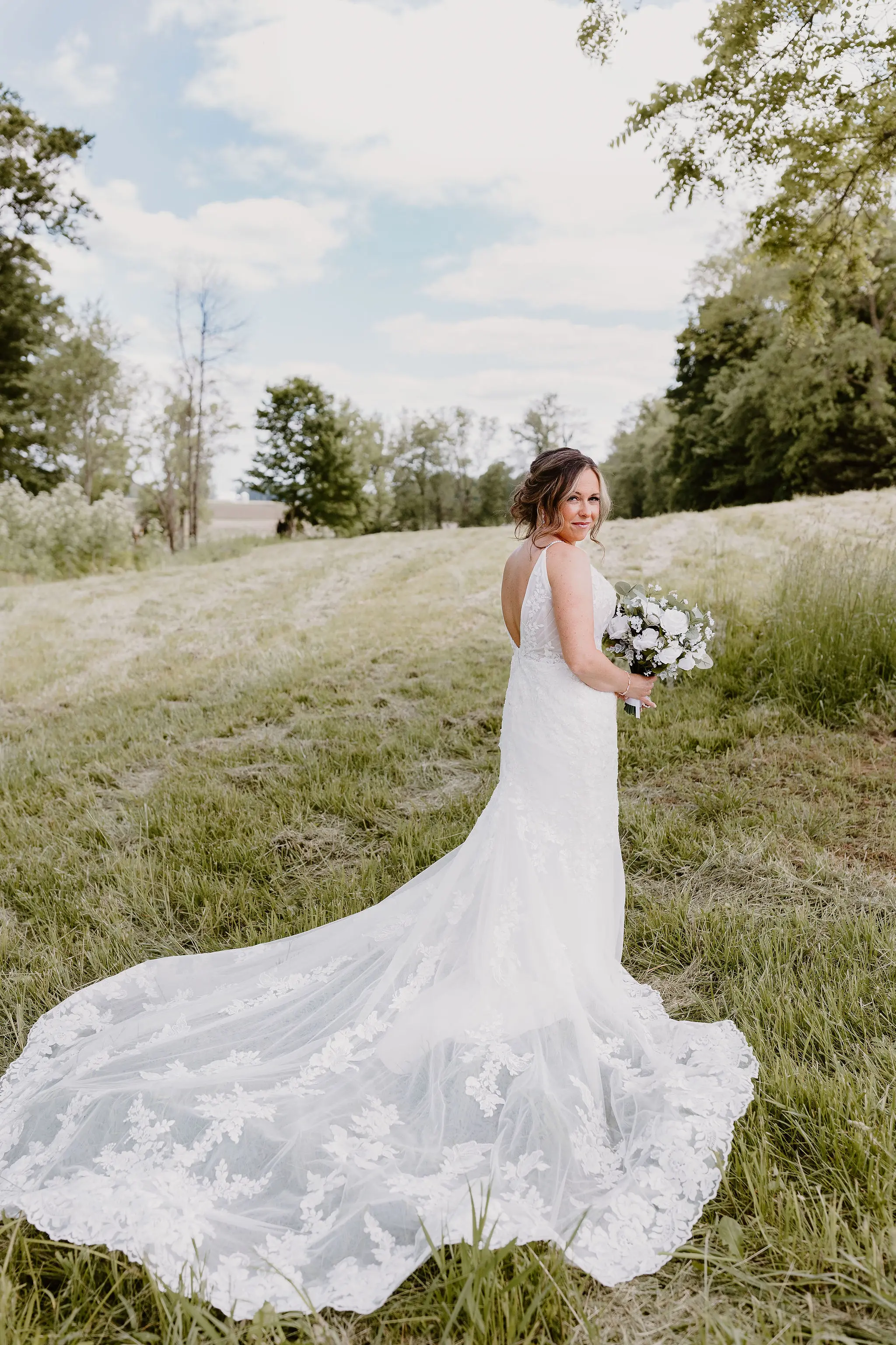 Bride In Floral Wedding Dress Called Fontaine By Maggie Sottero