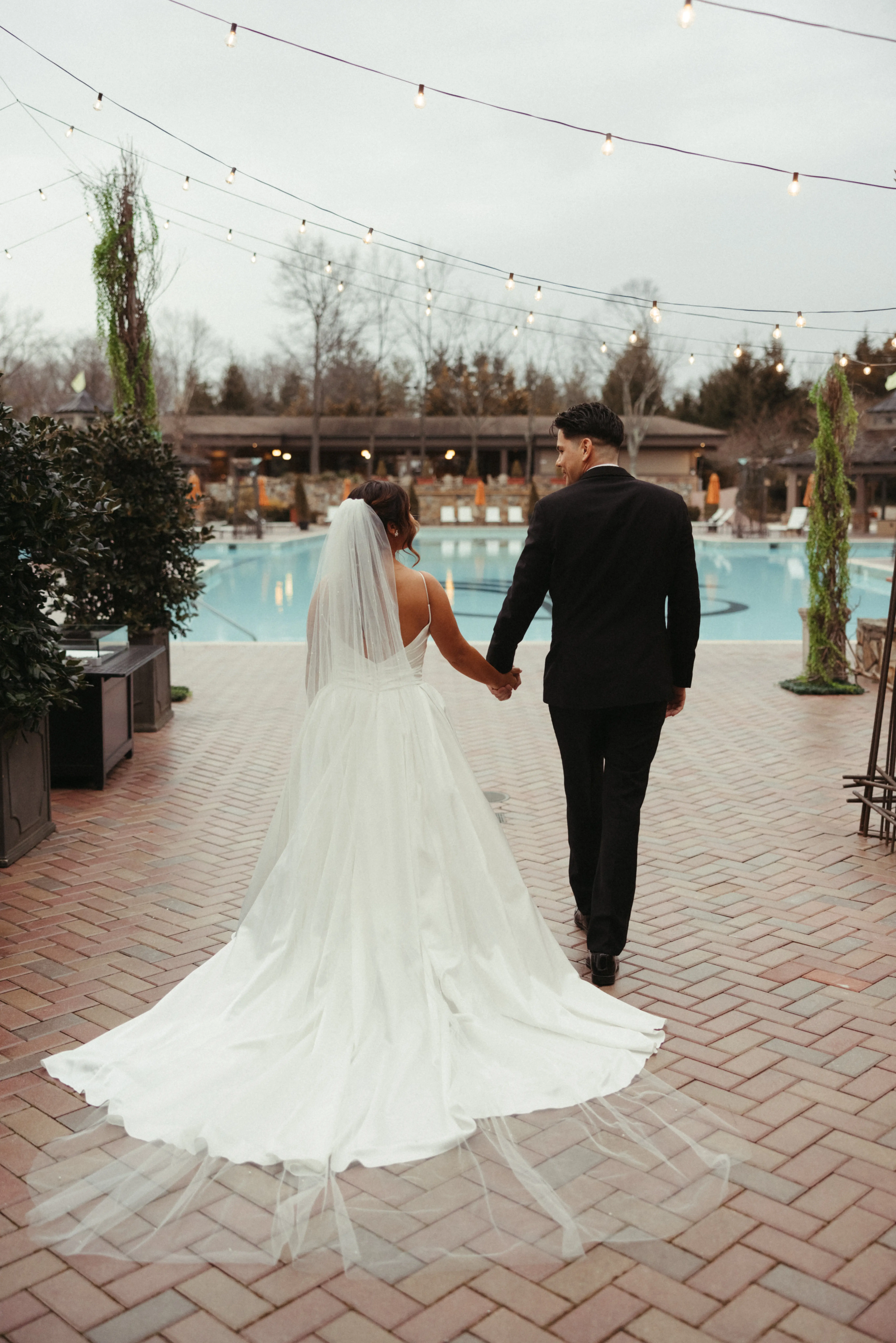 Bride In Simple Satin Wedding Dress Called Scarlet By Maggie Sottero With Groom
