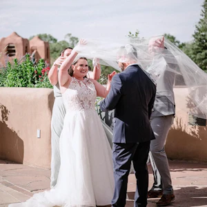 Groom With Bride Wearing A-line Tulle Wedding Dress Ardelle By Rebecca Ingram