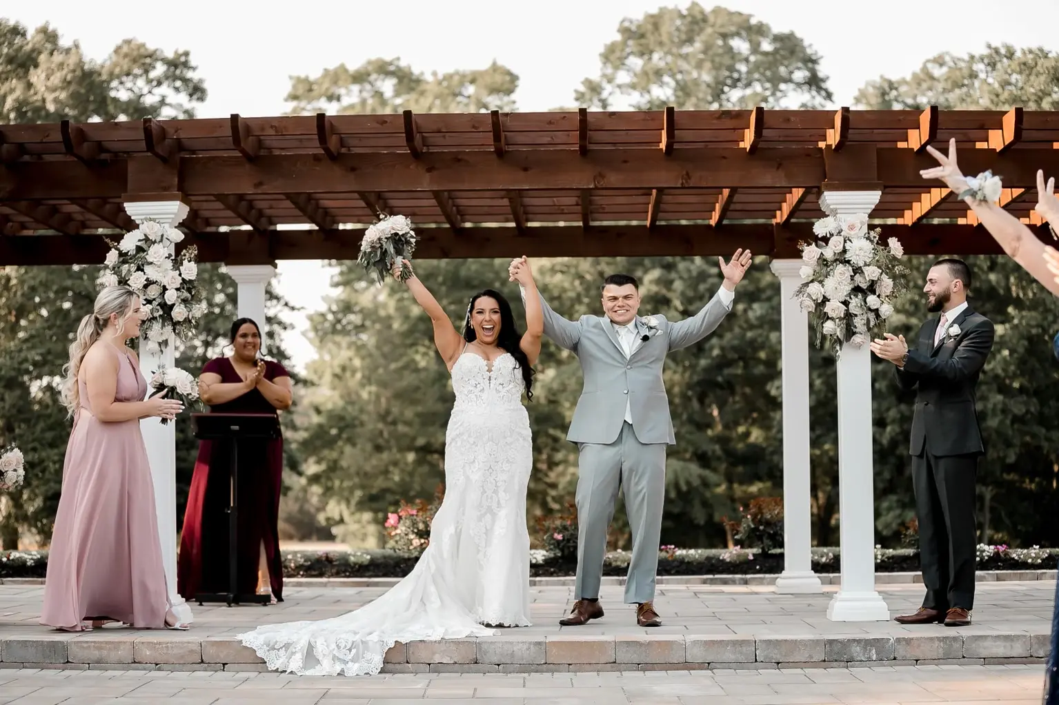 Bride In Sparkle Fit-and-flare Fiona Maggie Sottero With Guests