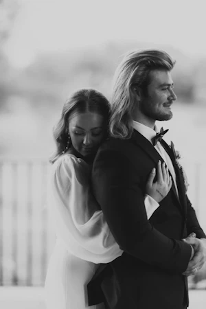 Bride In Crepe Fit-And-Flare Fernanda Maggie Sottero With Groom