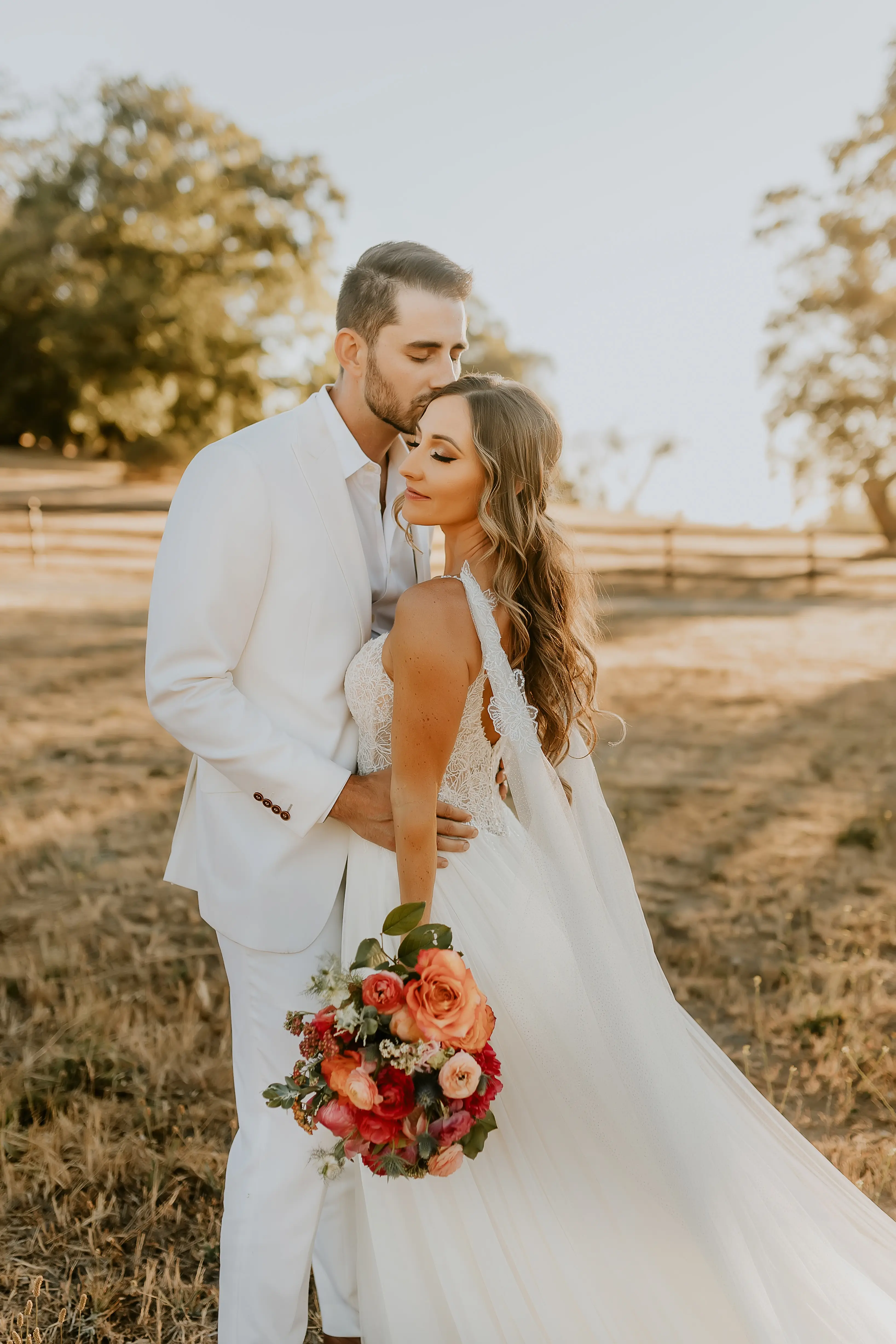 Bride Wearing A-Line Wedding Dress