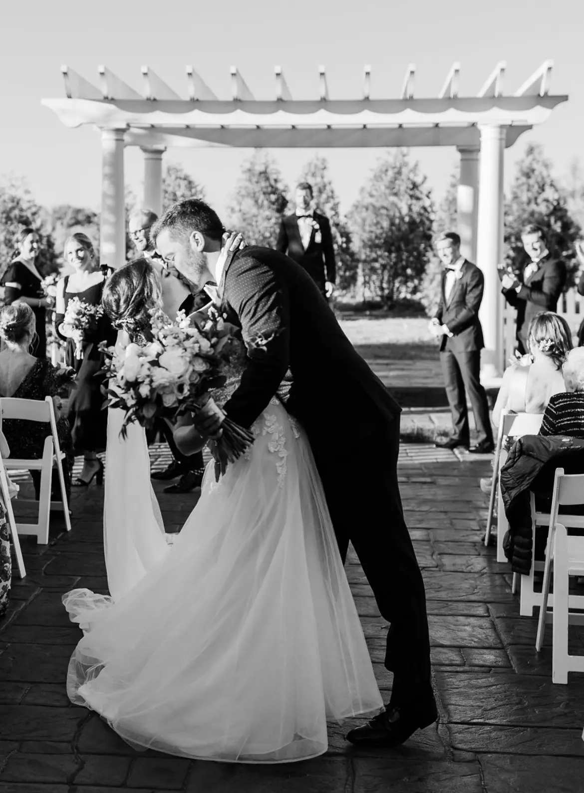 Groom With Bride Wearing Cold Shoulder Princess Wedding Gown Stevie By Maggie Sottero