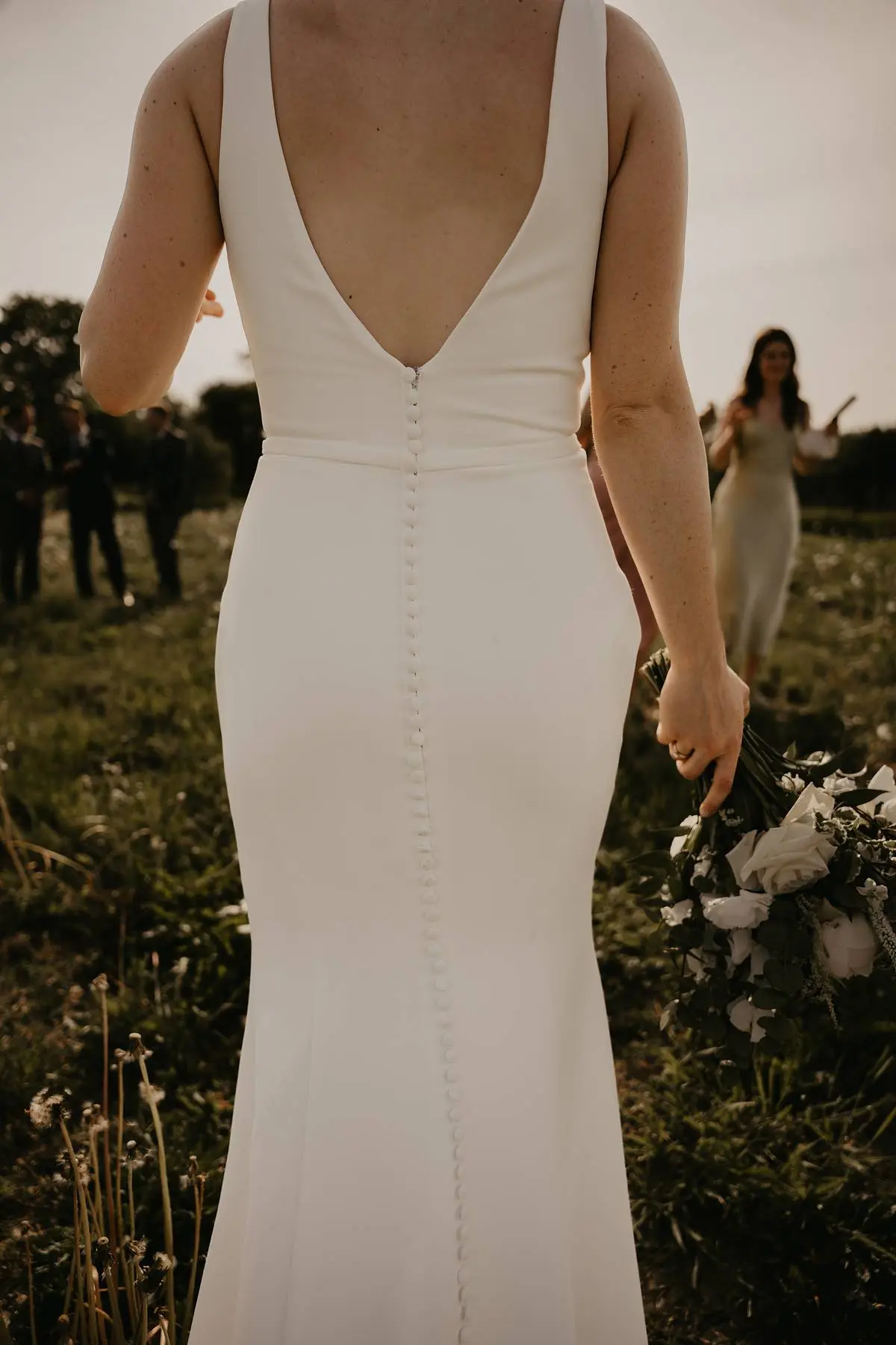 Bride In Simple Crepe Gown Theodora Rebecca Ingram