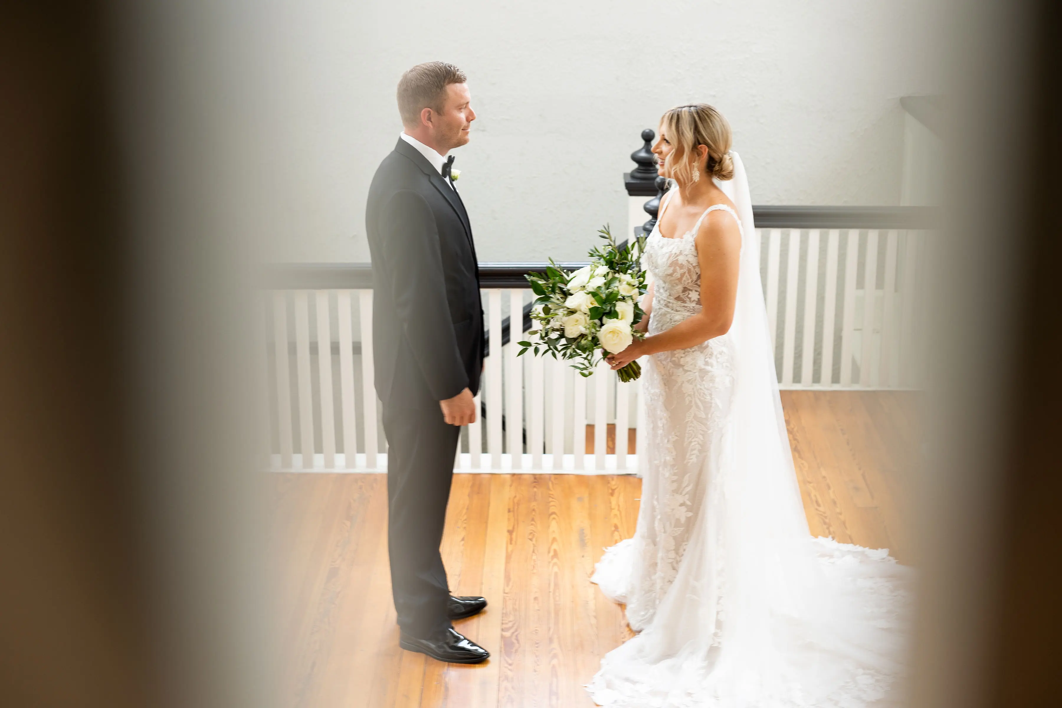 Bride In Nature-Inspired Square Neck Albany Maggie Sottero With Groom