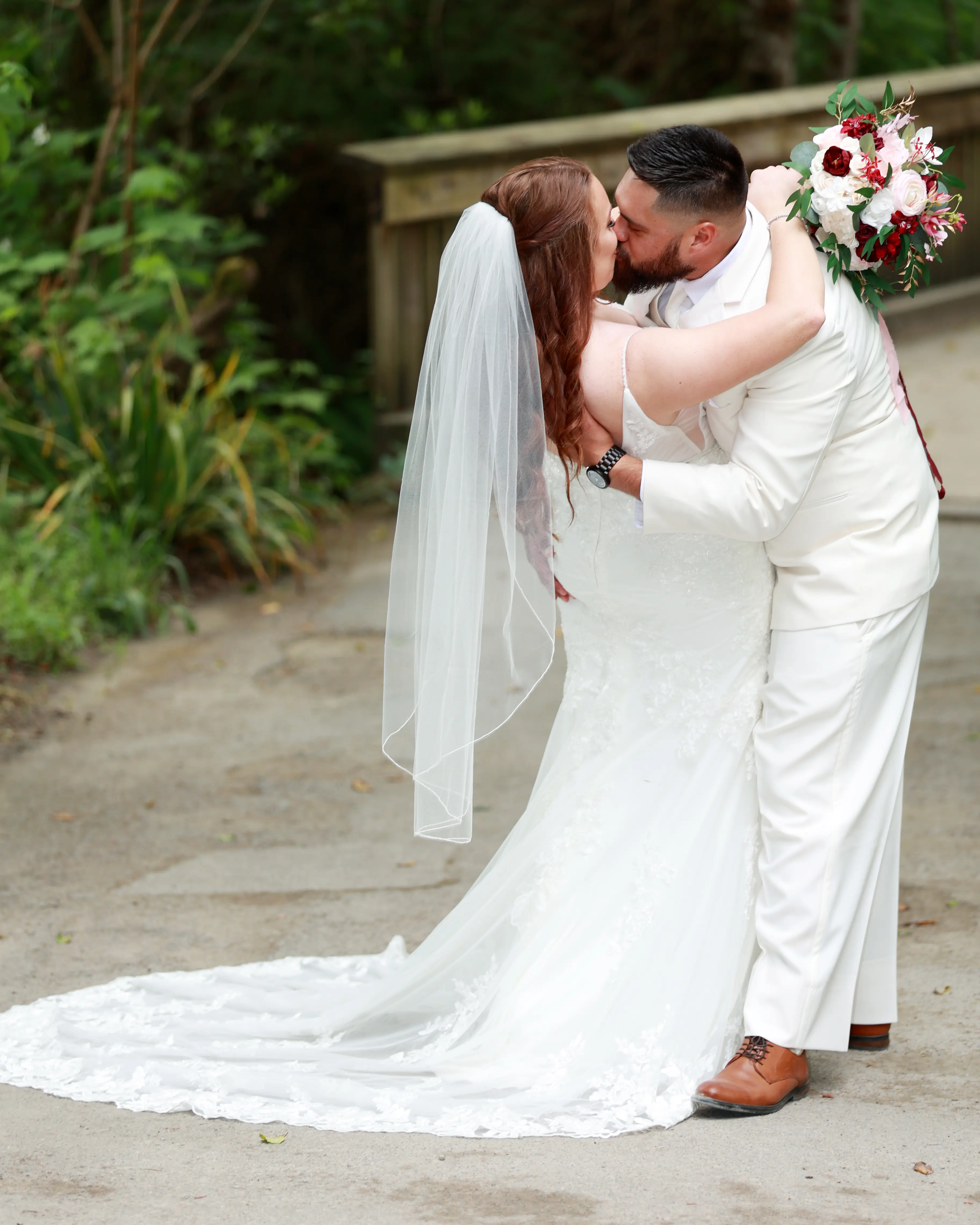 Bride In Lace Wedding Dress Called Fontaine By Maggie Sottero