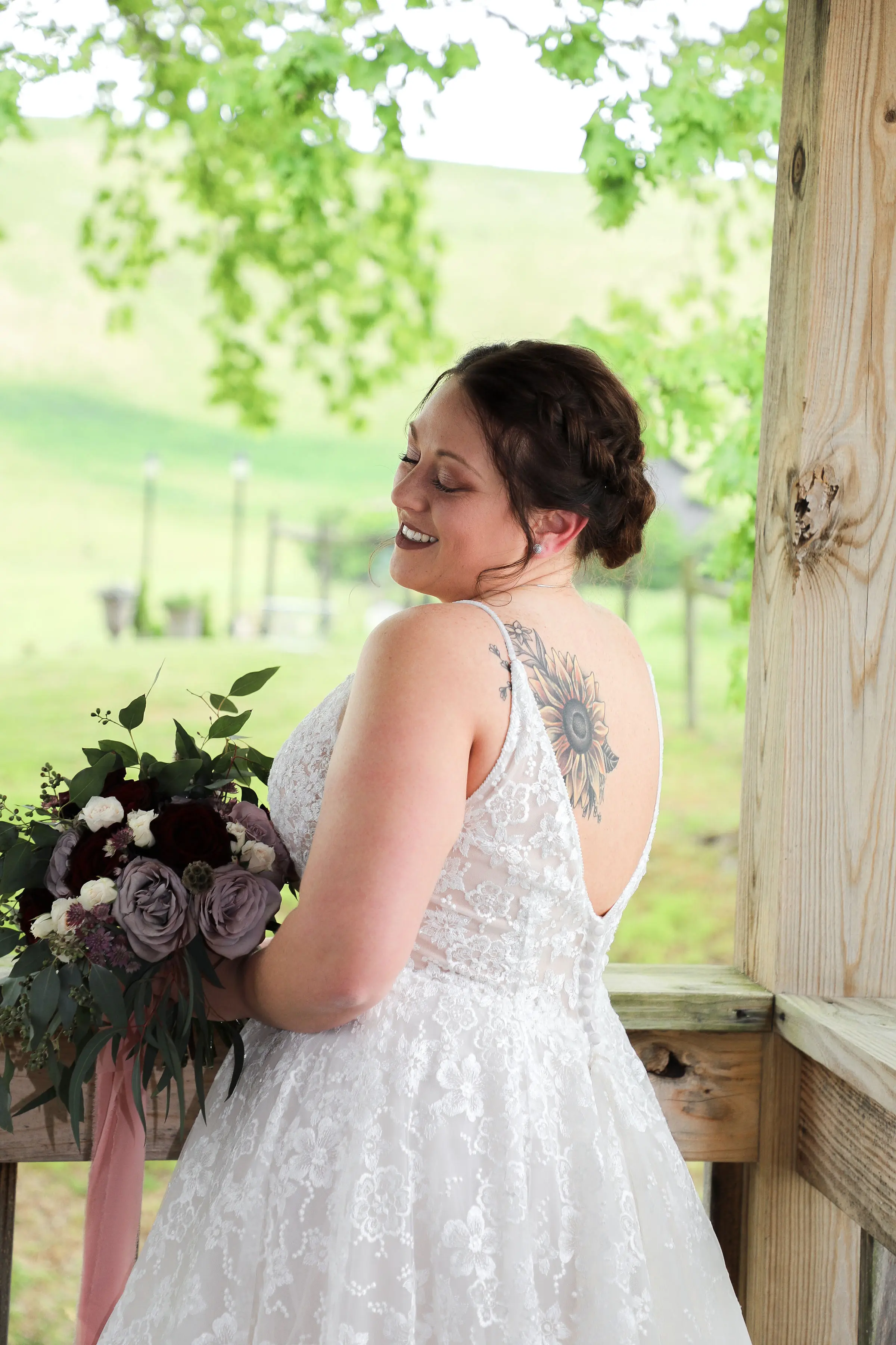 Bride Wearing Lace Ball Gown Lorenza By Maggie Sottero