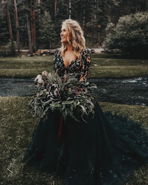 Bride Wearing Black Lace Ballgown Wedding Dress Called Zander By Sottero And Midgley