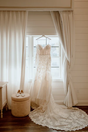 Real Bride's Sparkly Lace Fit-and-Flare Bridal Dress with Plunging Illusion Sweetheart Neckline Called Fiona by Maggie Sottero