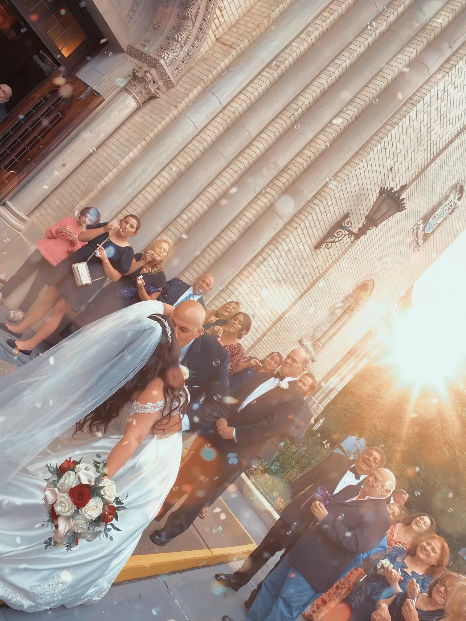 Groom With Bride Wearing Satin Ballgown Kimora By Sottero And Midgley