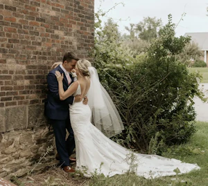 Bride In Sparkle Fit-and-Flare Fontaine By Maggie Sottero With Groom