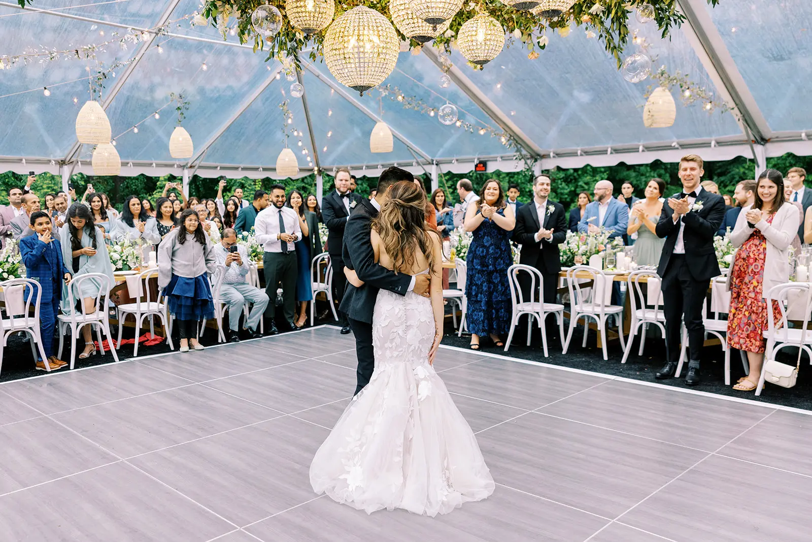 Bride In Floral Mermaid Hattie Rebecca Ingram With Guests