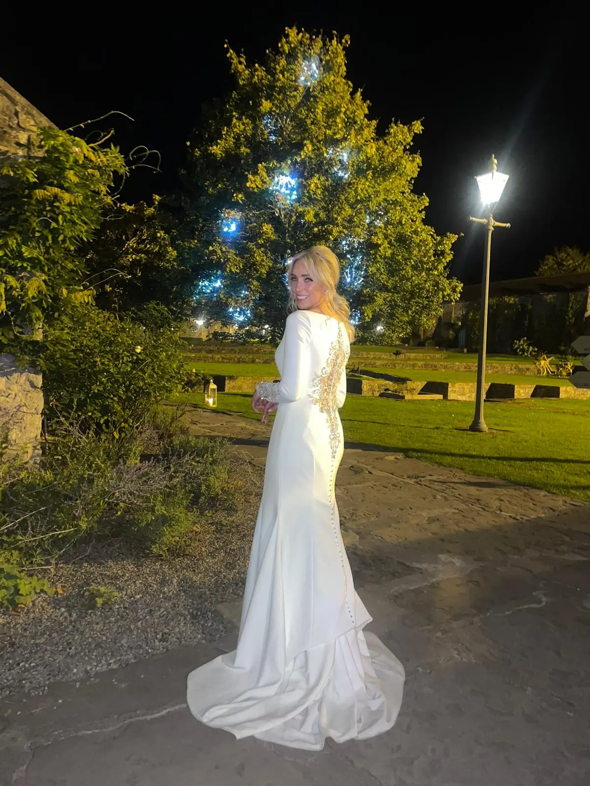 Bride Wearing Simple Crepe Wedding Dress Called Aston By Sottero And Midgley