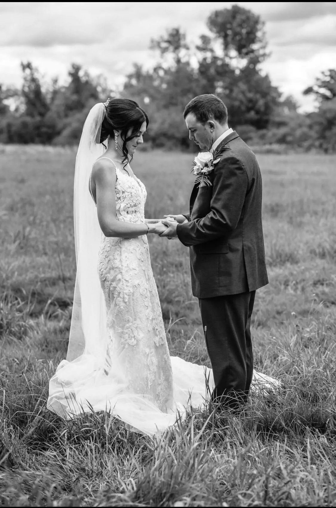 Groom With Bride Wearing Lace Sheath Wedding Dress Tuscany Lynette By Maggie Sottero