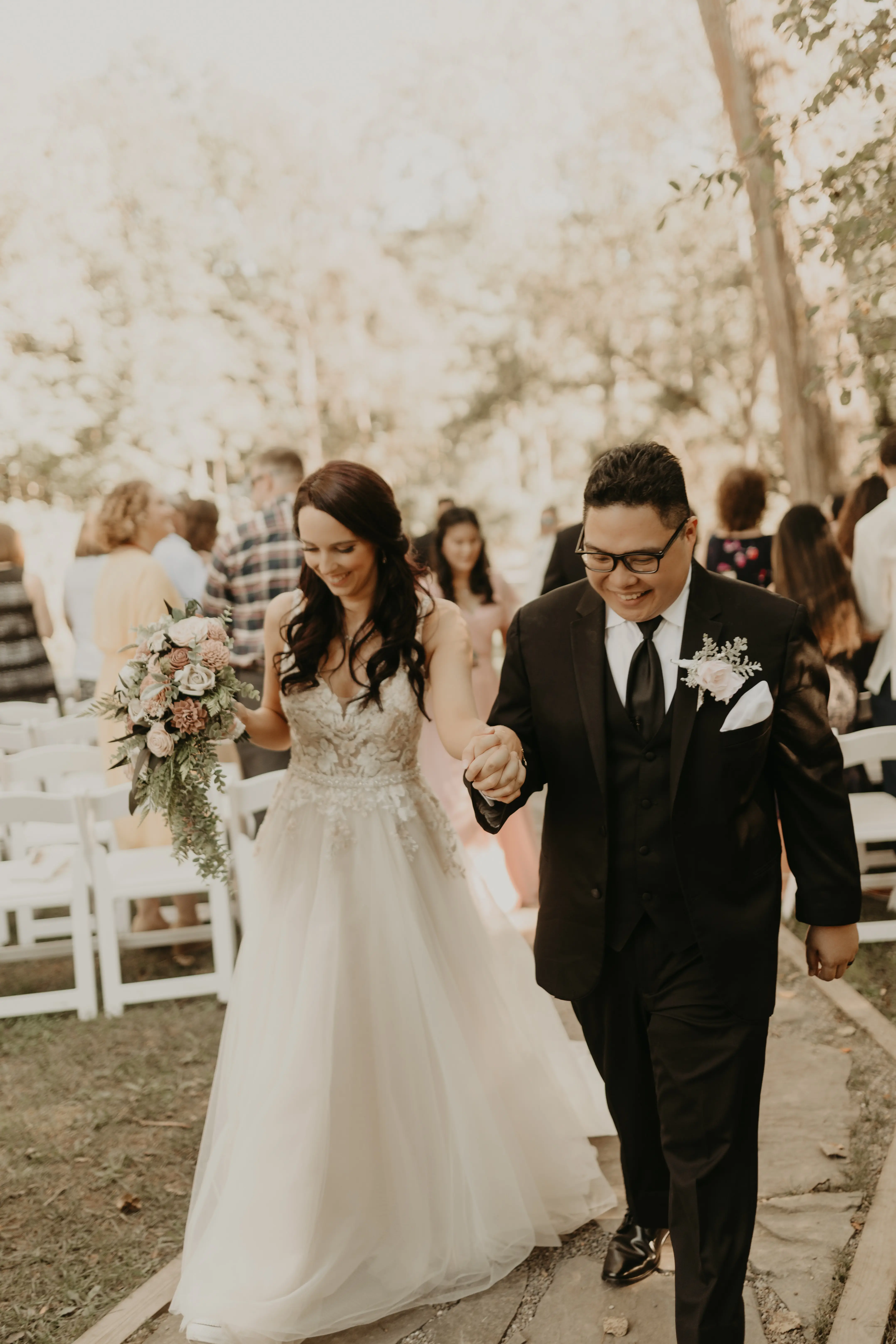 Bride In Lace And Tulle Wedding Dress Called Minerva By Rebecca Ingram With Groom