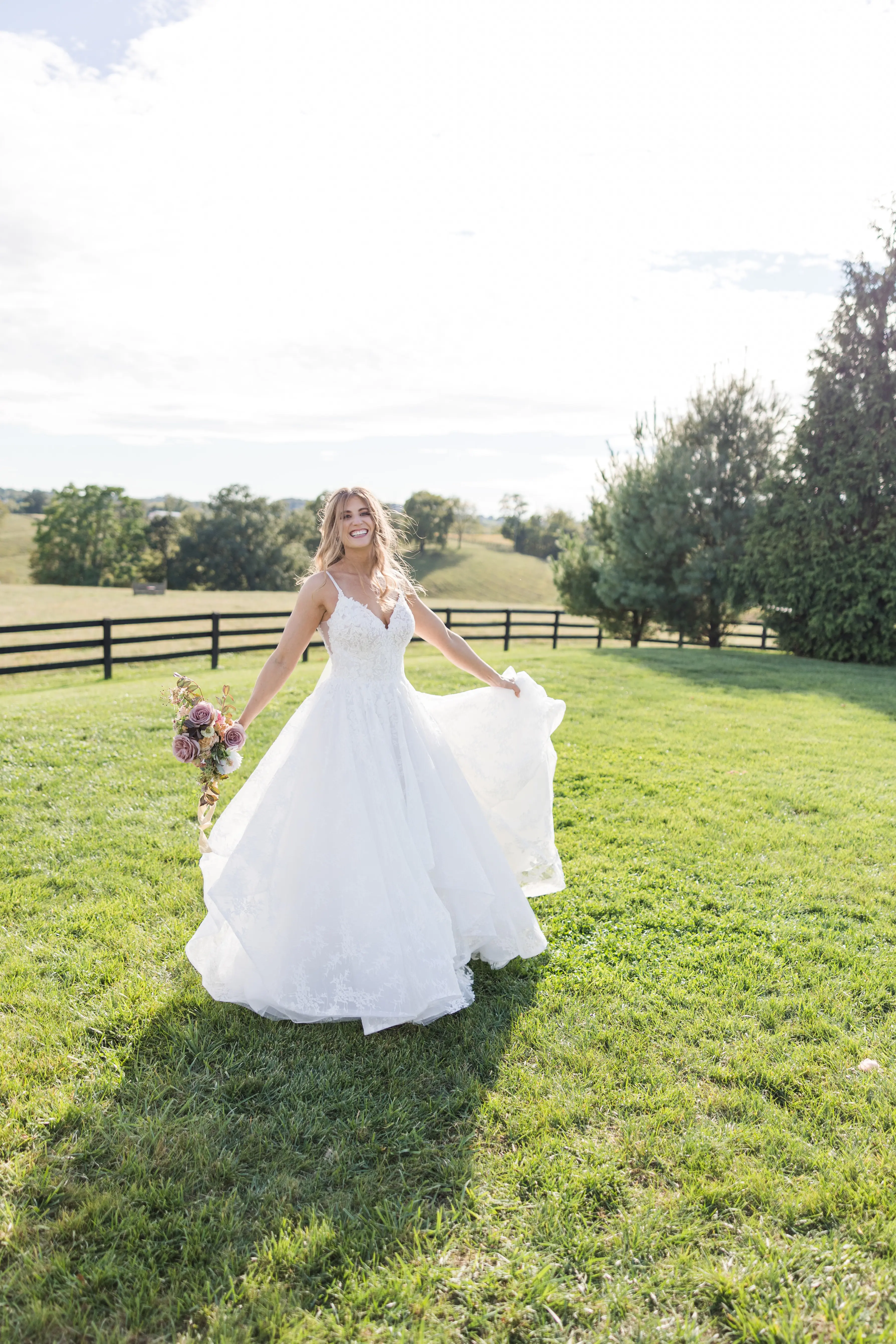 Real Bride in Modern Princess Wedding Dress with a Tiered Sequin Tulle Skirt Called Yuri by Maggie Sottero