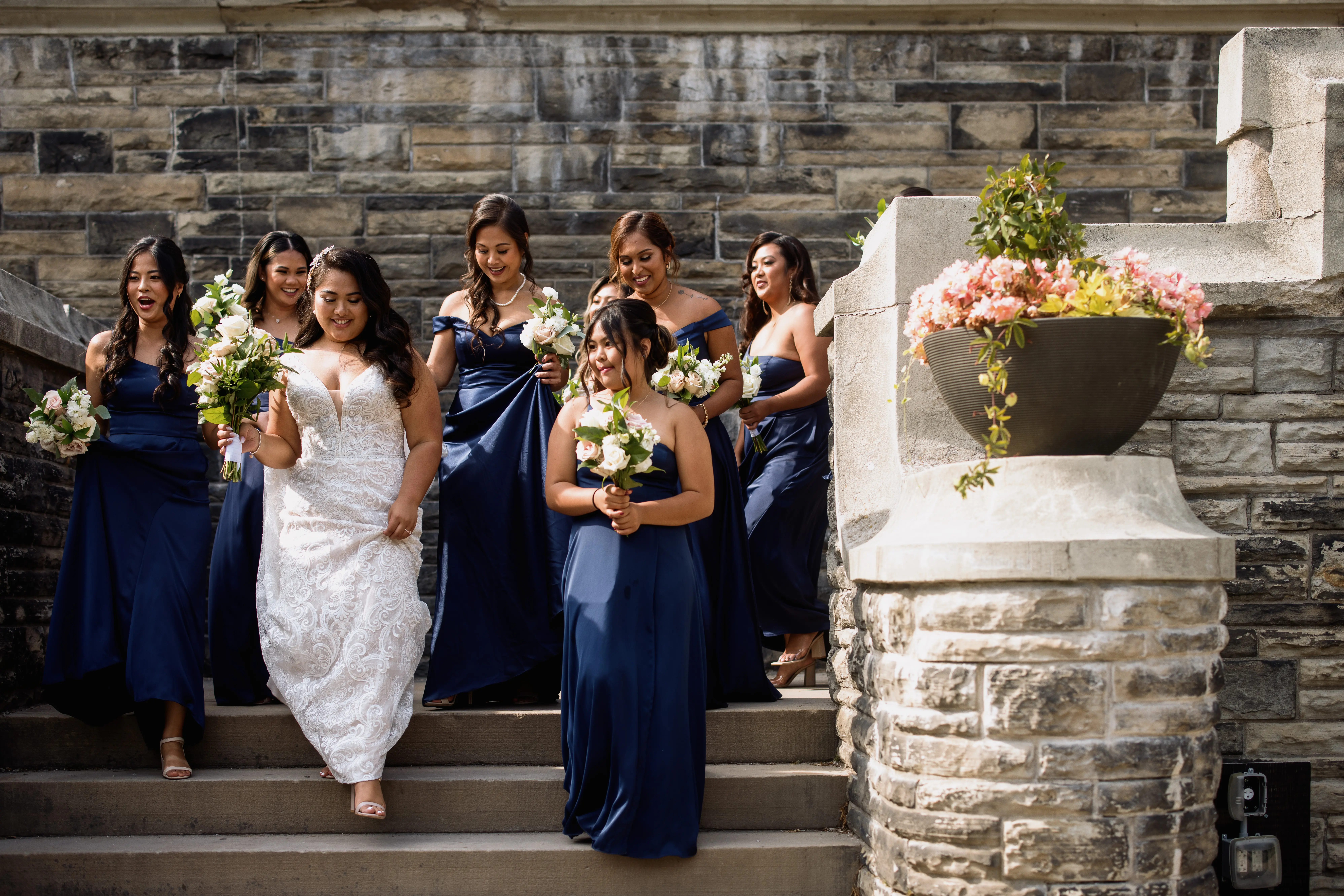 Bride Wearing Floral Fit-And-Flare Wedding Dress