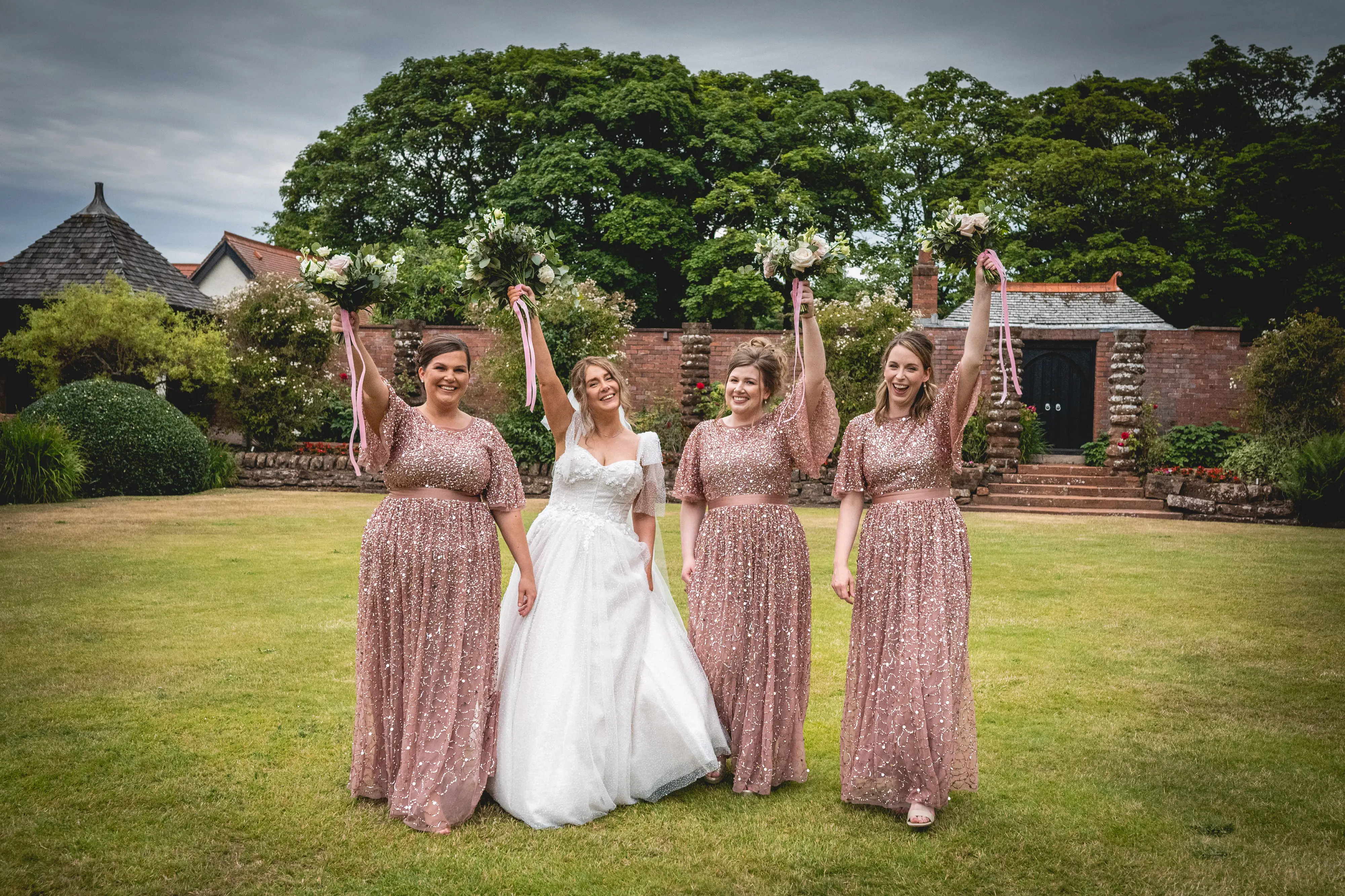 Bride In Fairytale Ballgown Shasta Sottero Midgley With Bridesmaid In Pink