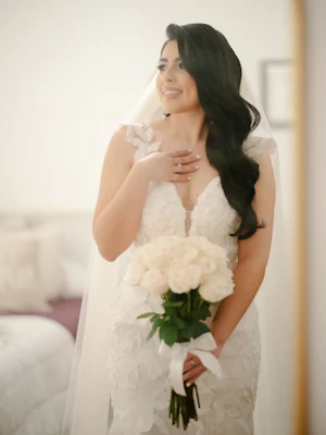 Bride In Lace Mermaid Wedding Dress Called Hattie By Rebecca Ingram