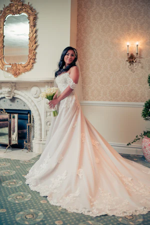 Bride Wearing Lace Mermaid With Over Skirt Kaysen By Maggie Sottero