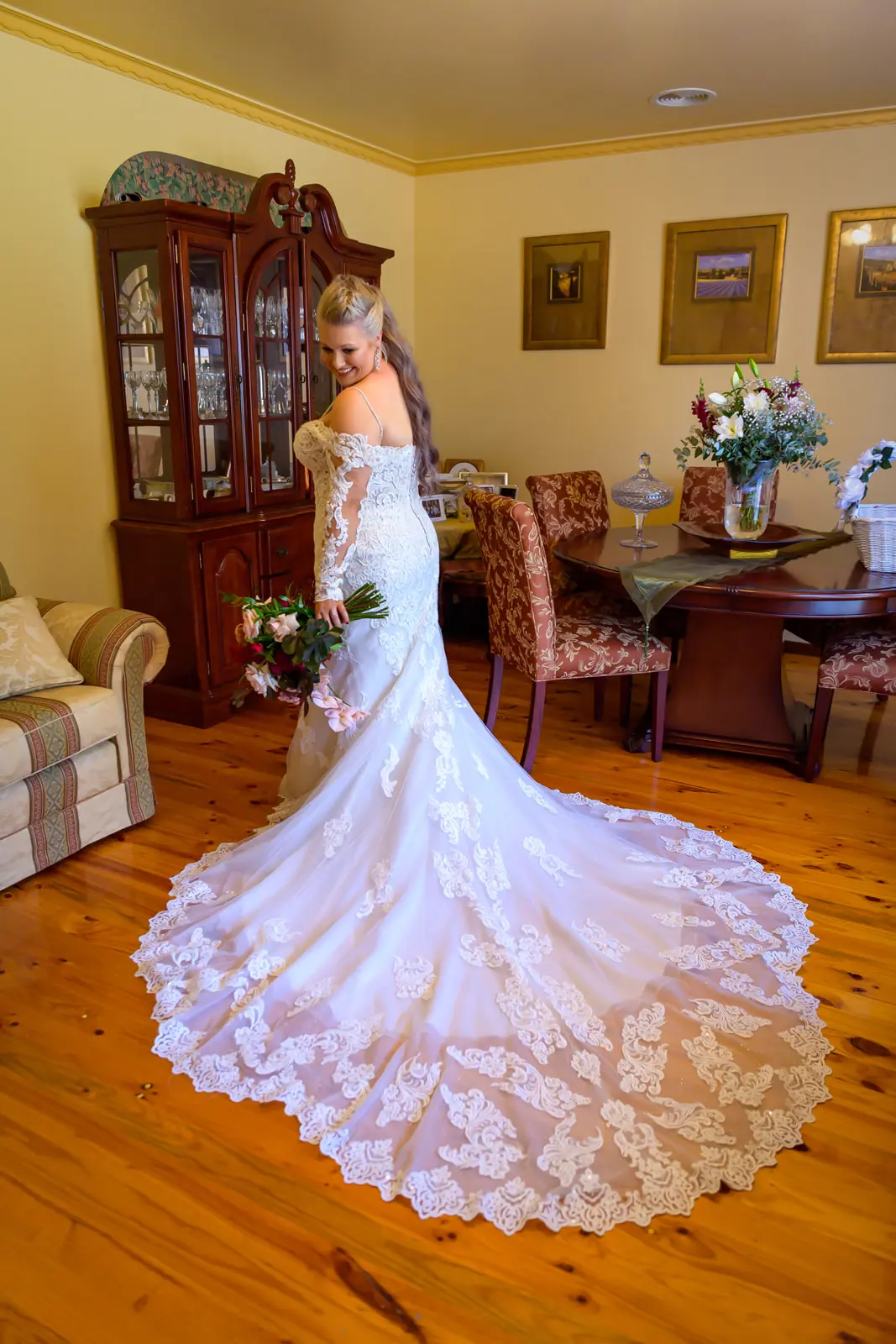 Bride in Lace Wedding Dress Fiona