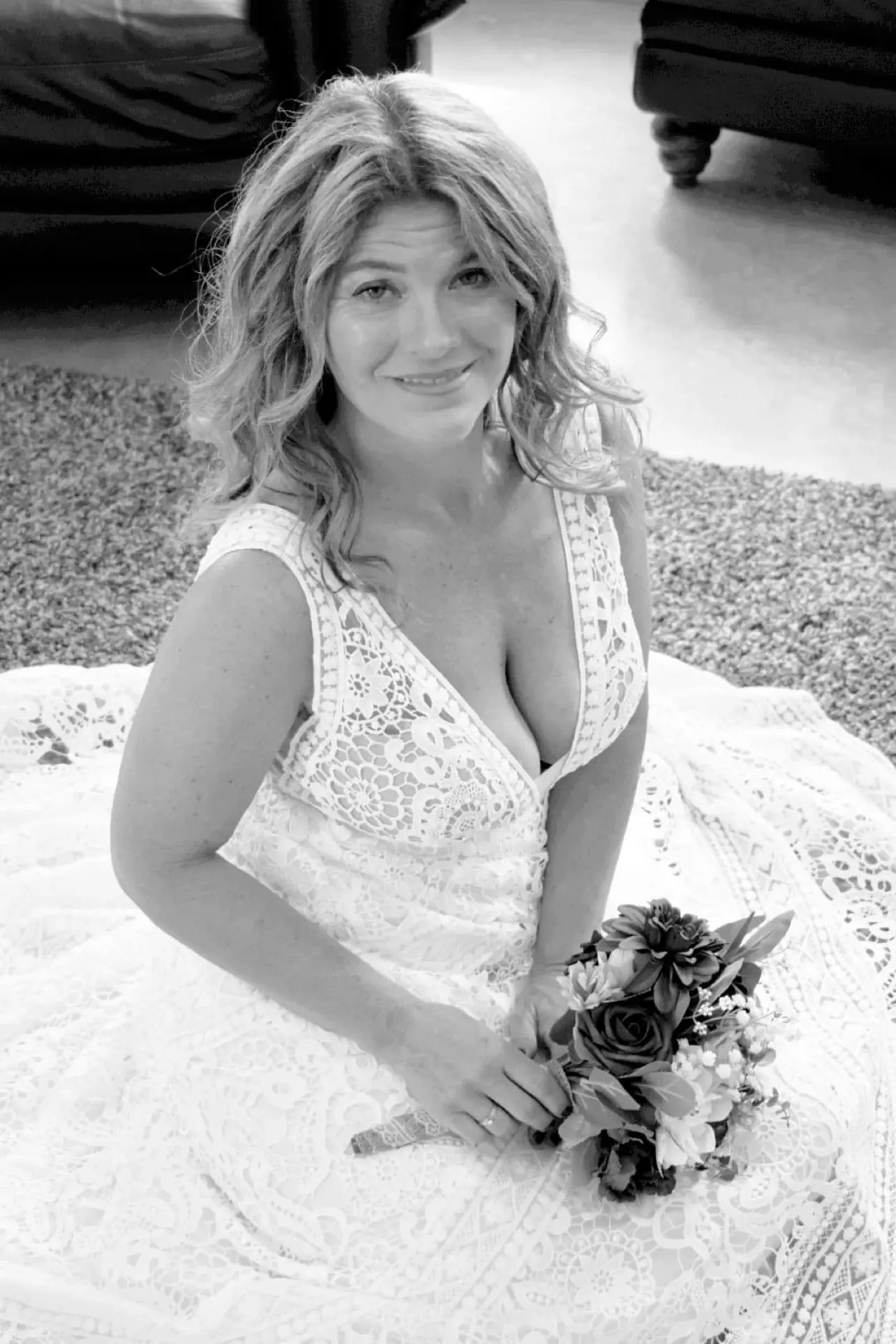 Bride Wearing Boho Lace Wedding Dress Called Finley Dawn By Sottero And Midgley