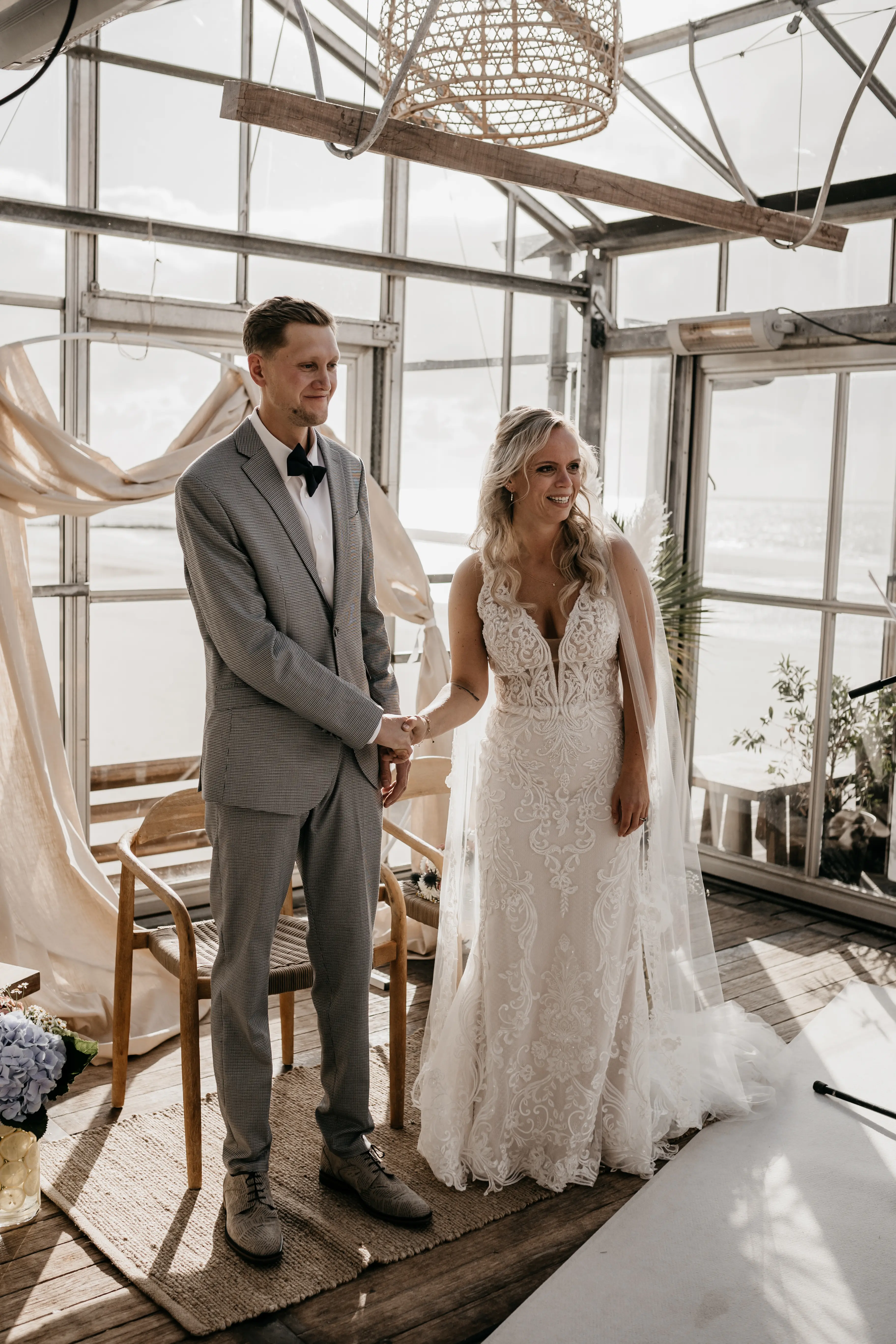 Bride Wearing Illusion Lace Back Wedding Dress Called Hamilton By Sottero And Midgley With Groom