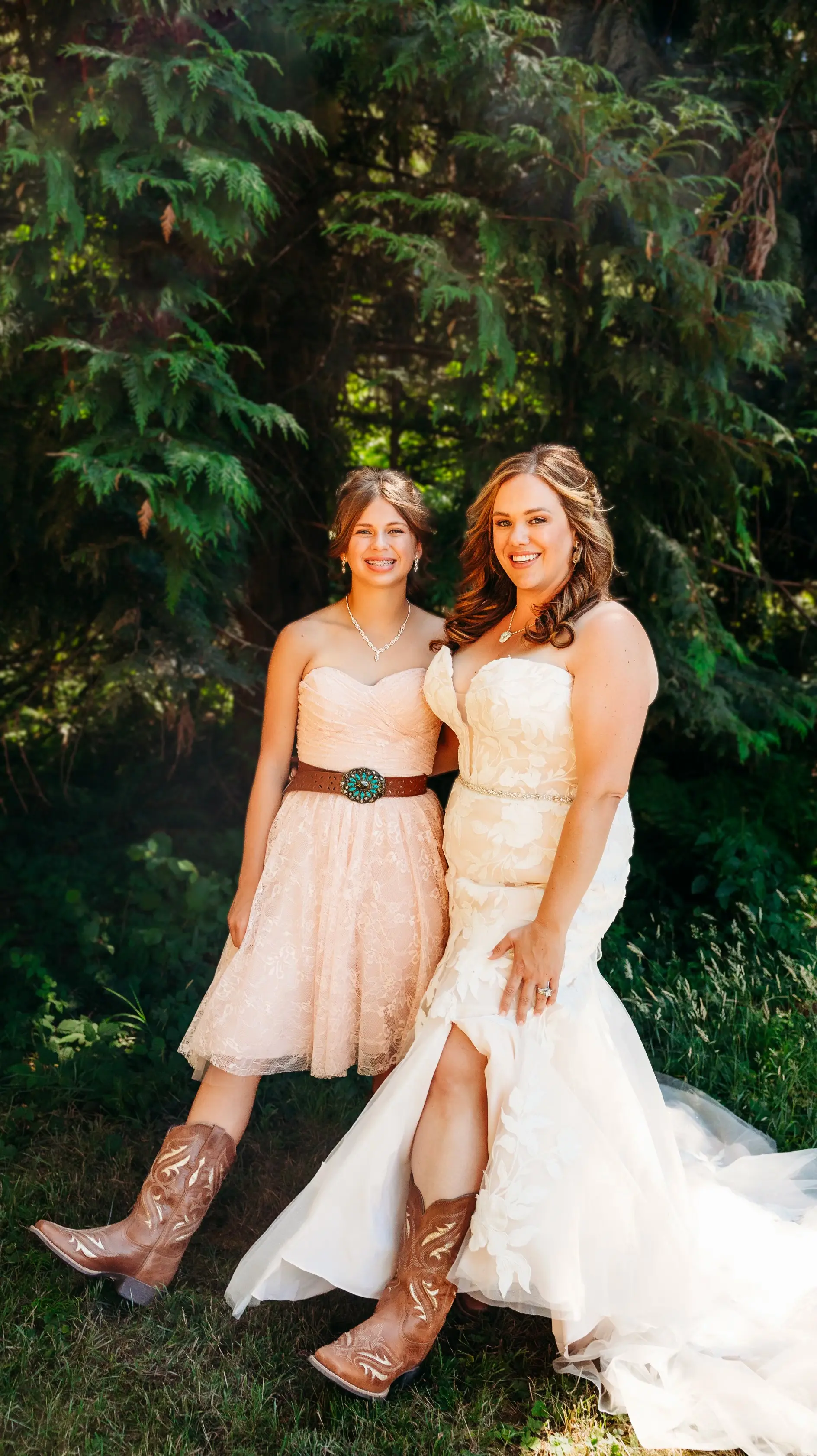 Bride wearing Hattie wedding dress by Rebecca Ingram showing off boots
