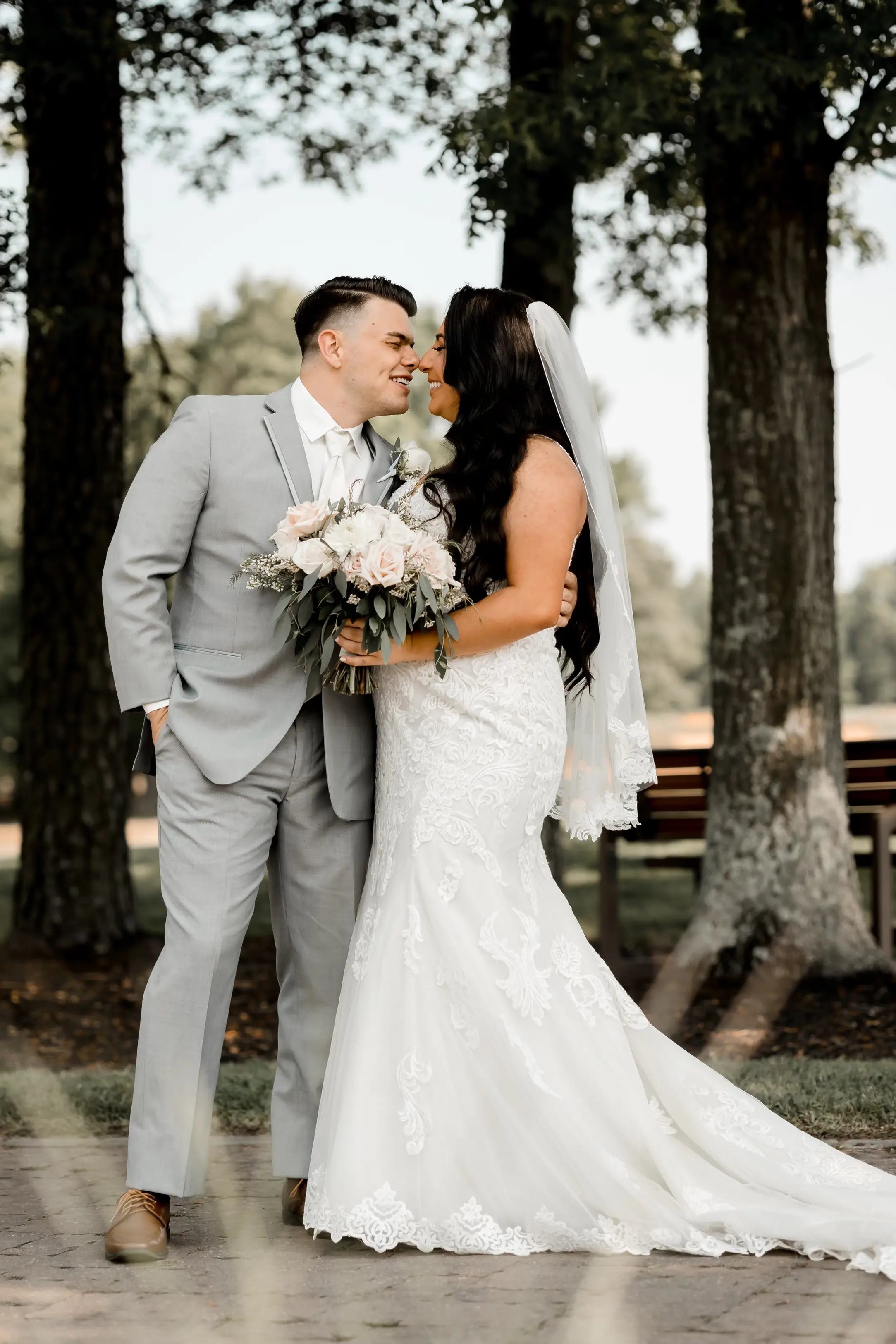 Bride In Sparkle Fit-and-flare Fiona Maggie Sottero With Groom