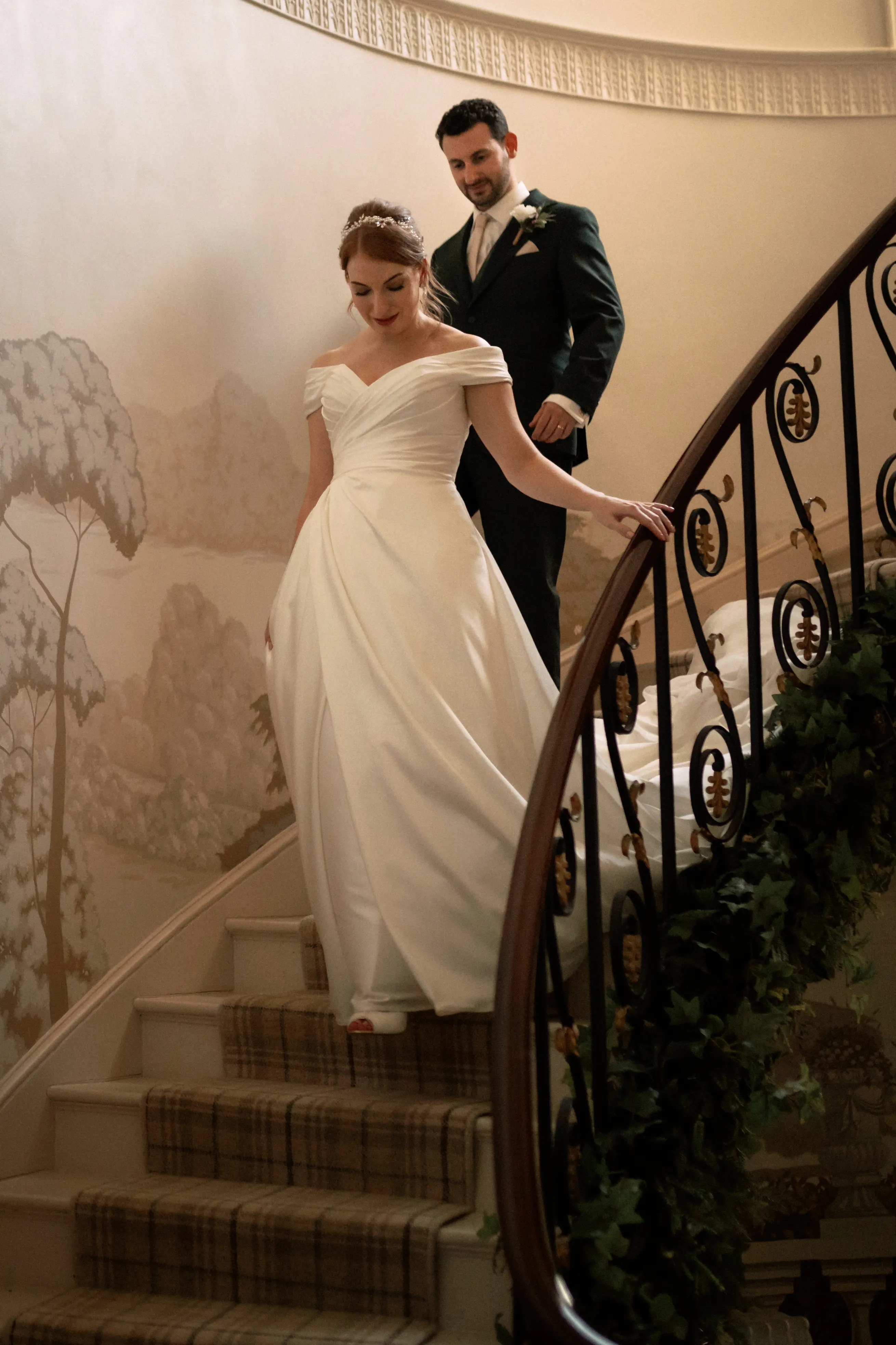 Real Groom Walking With Bride In White Wedding Dress Named Ekaterina By Maggie Sottero