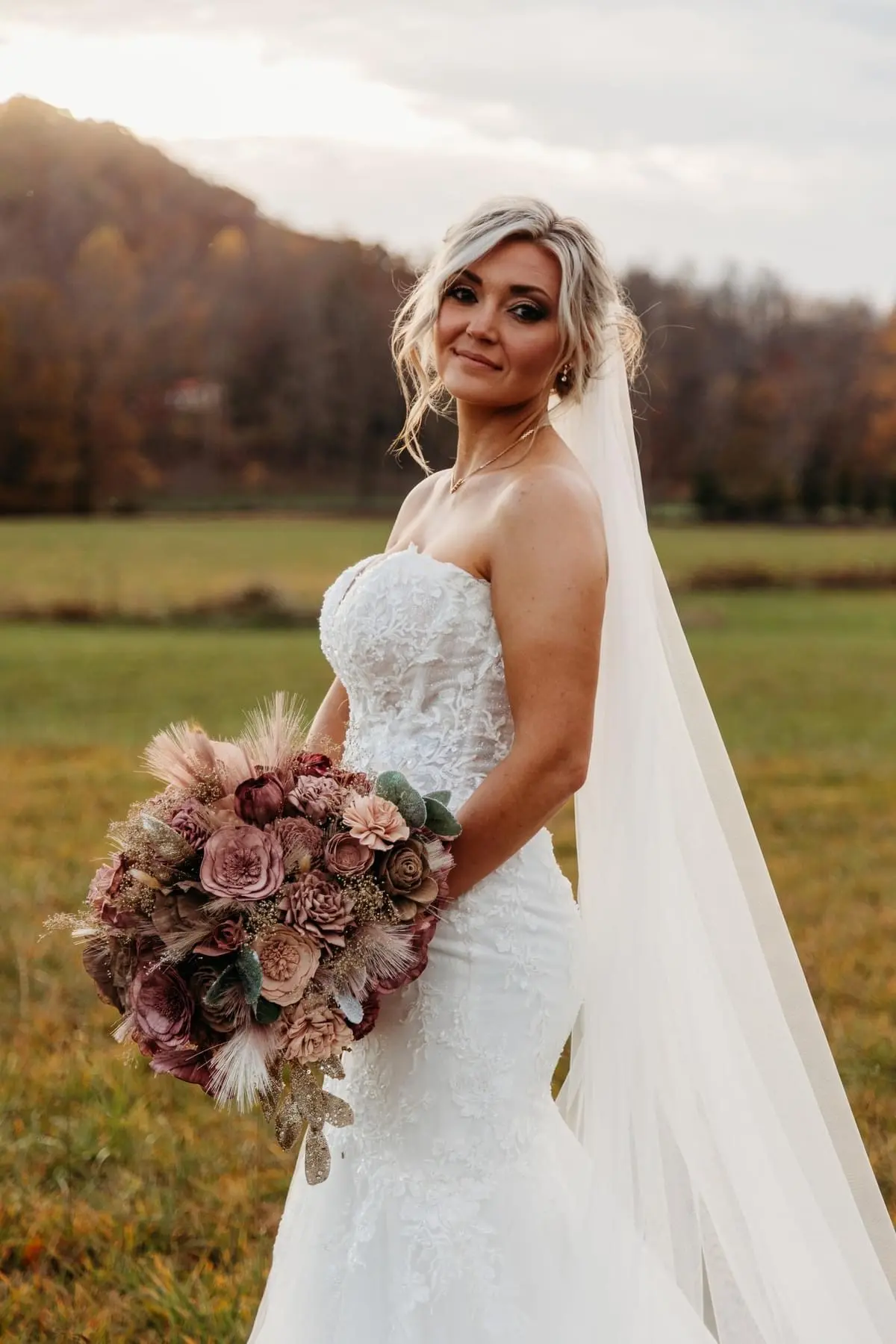 Bride wearing Lennon wedding dress by Maggie Sottero
