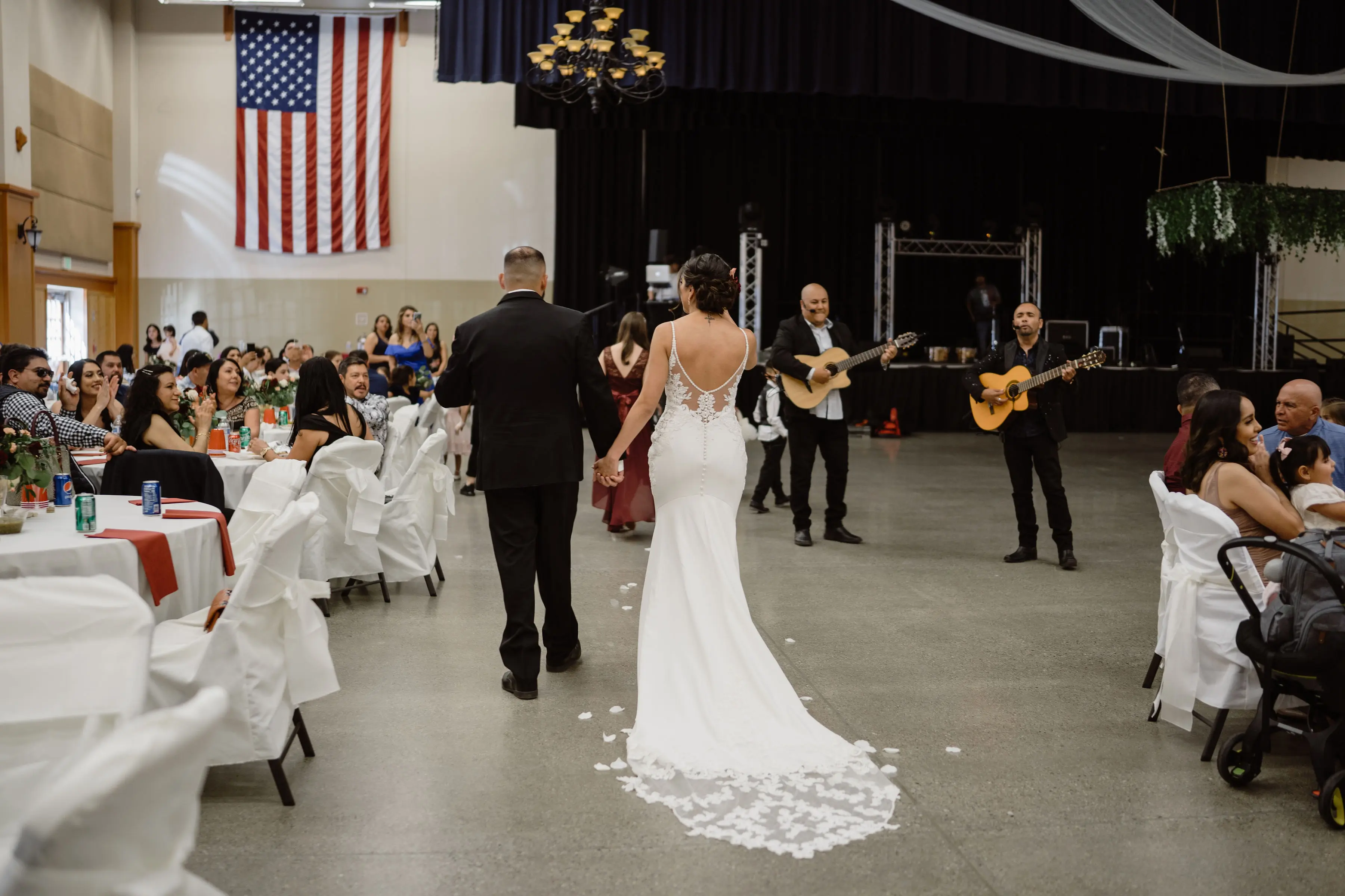 Groom with Bride in Lace Spaghetti Strap Mermaid Wedding Gown Called Nikki by Maggie Sottero