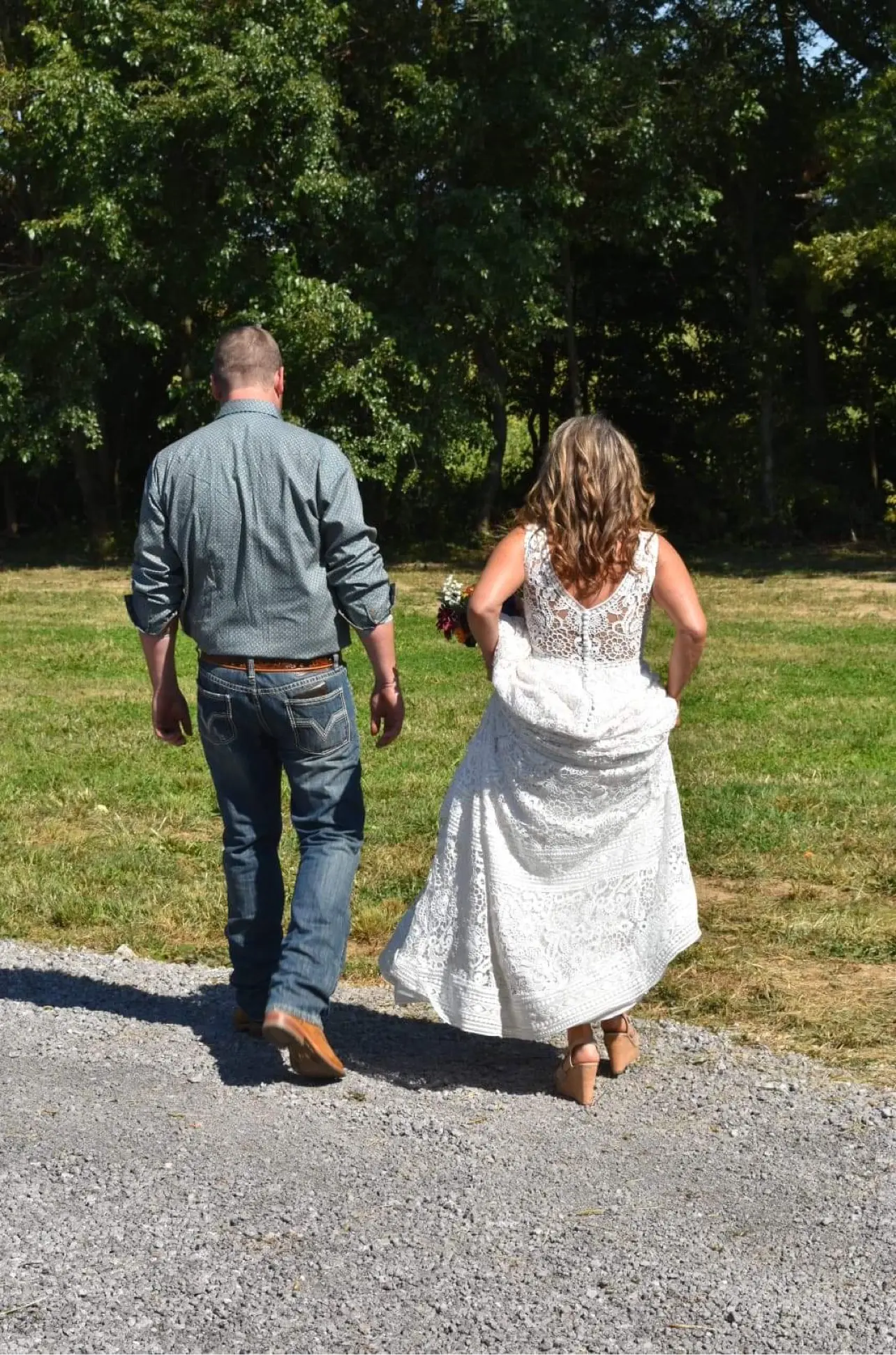 Bride Wearing Boho Lace Wedding Dress Called Finley Dawn By Sottero And Midgley