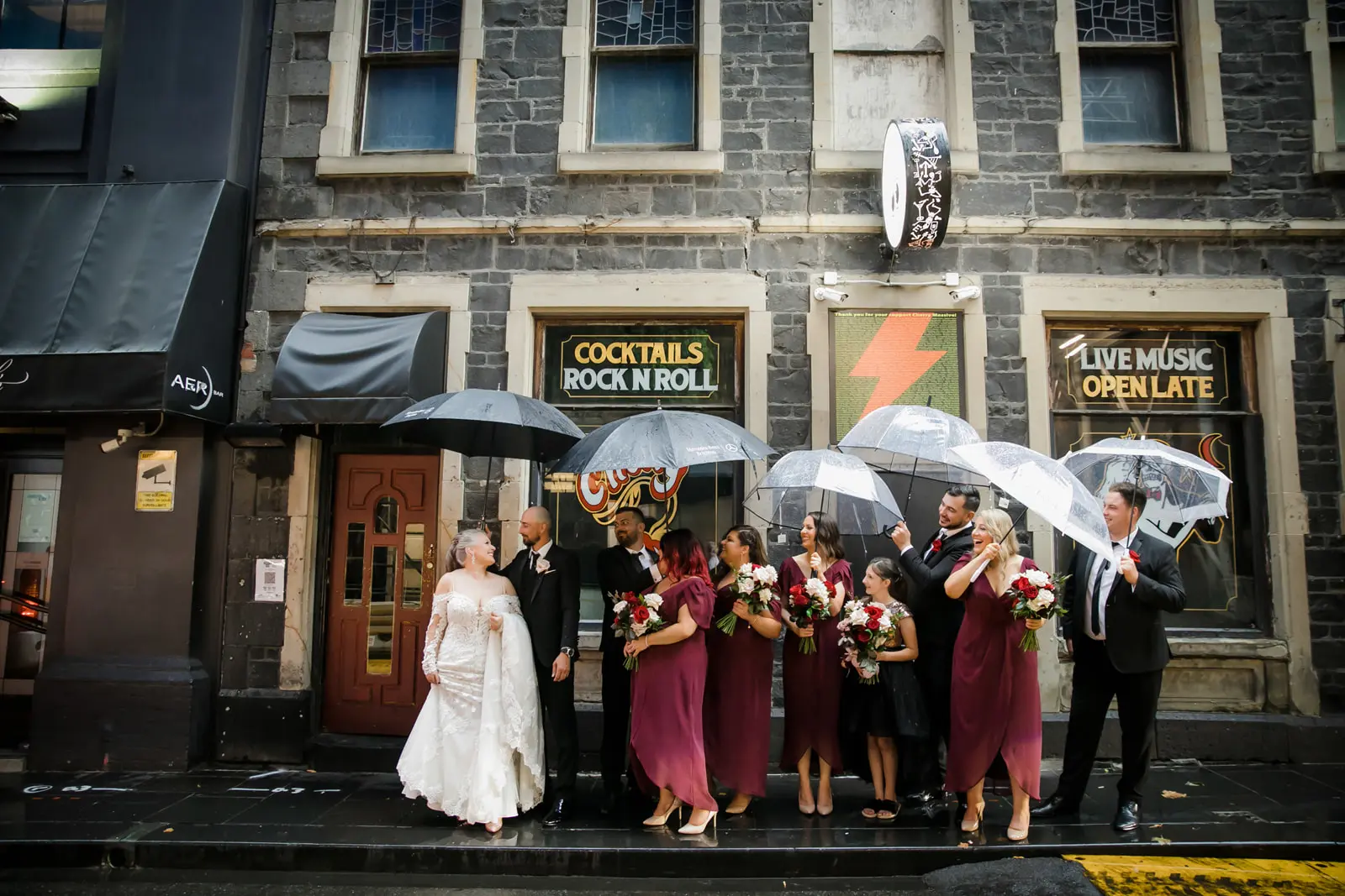 Bride in Lace Wedding Dress Fiona with Wedding Party