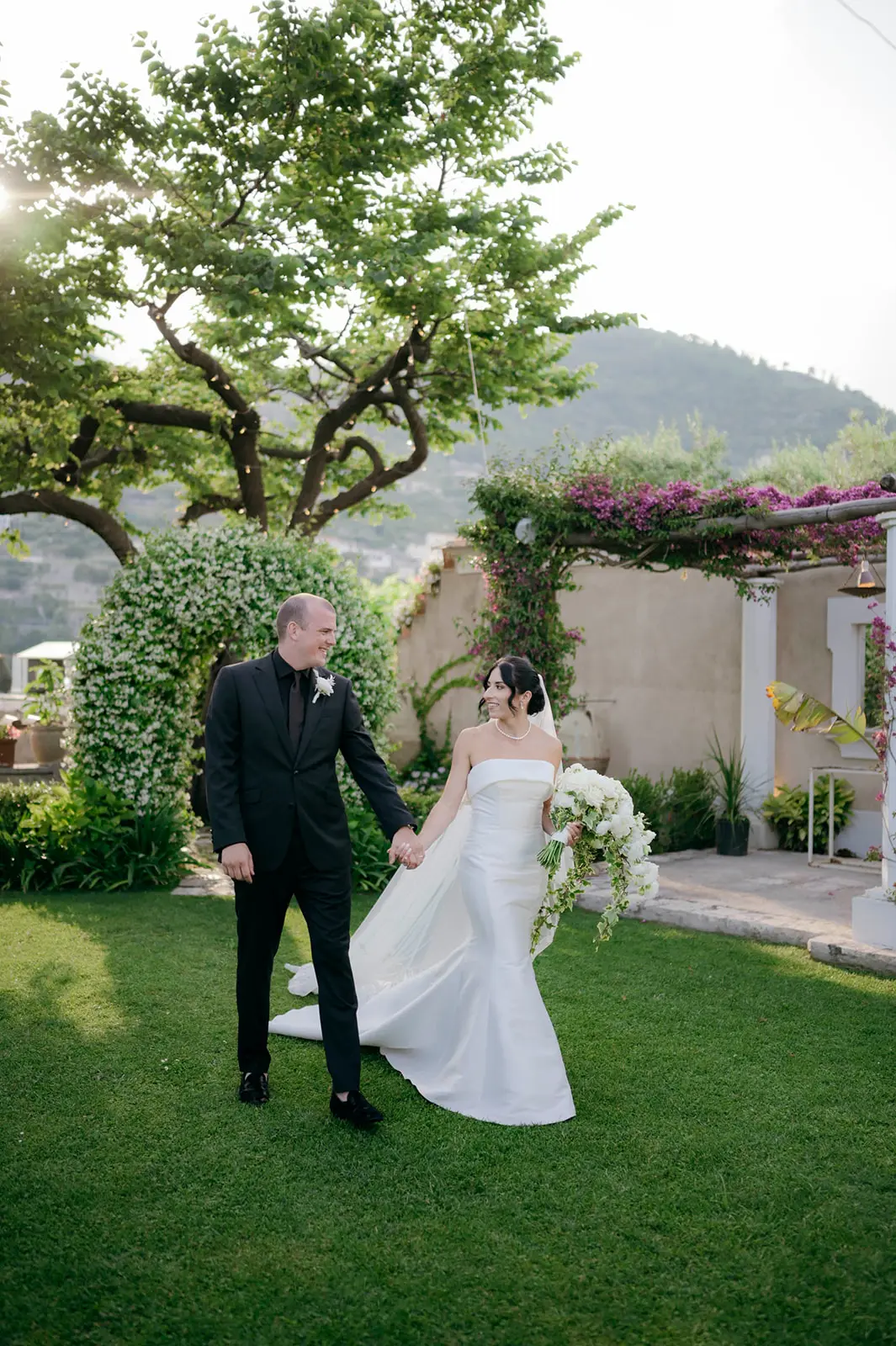 Bride In Strapless Mikado Mitchell Maggie Sottero With Groom