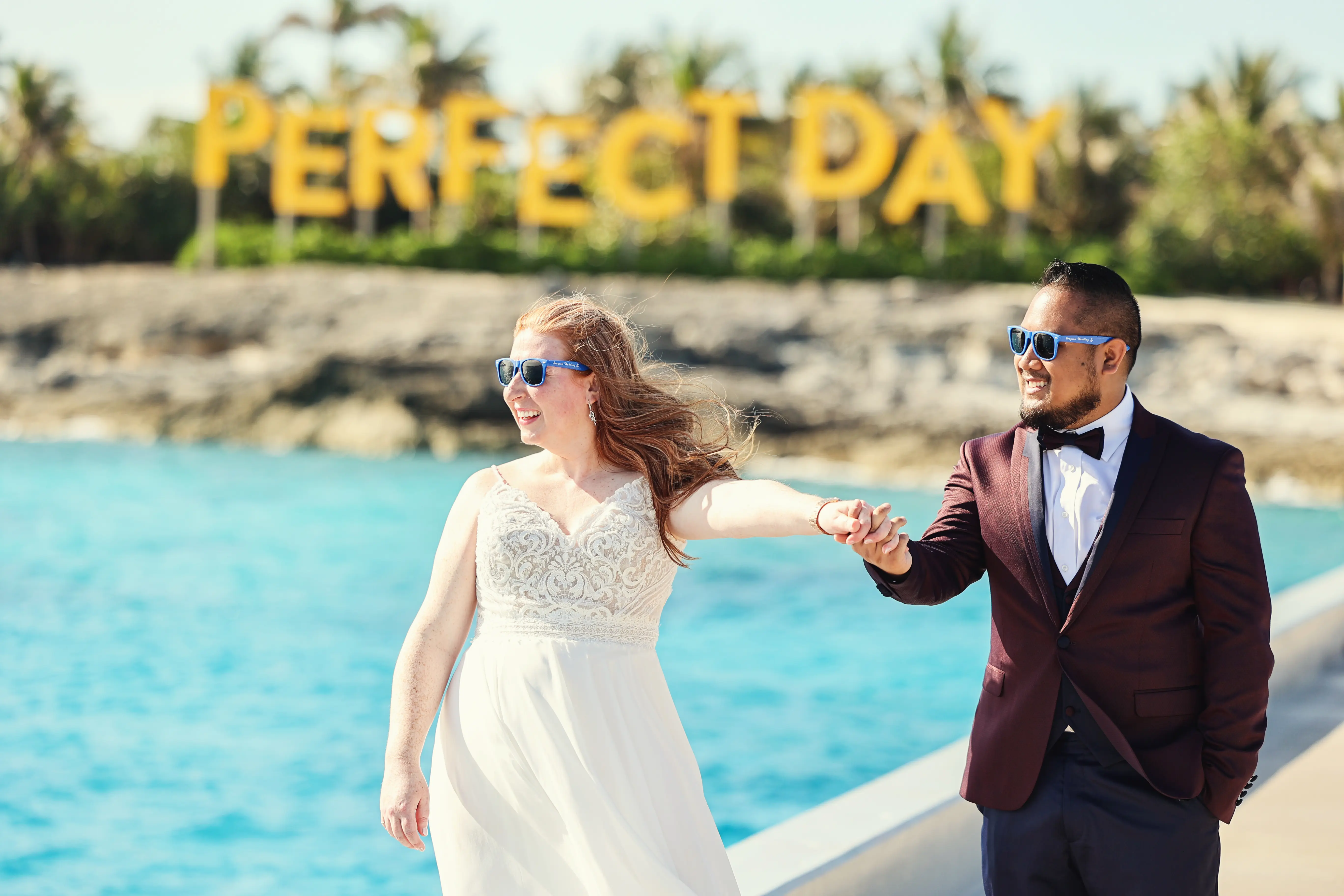 Bride In Aurora Chiffon Thigh High Slit Lorraine Rebecca Ingram With Groom
