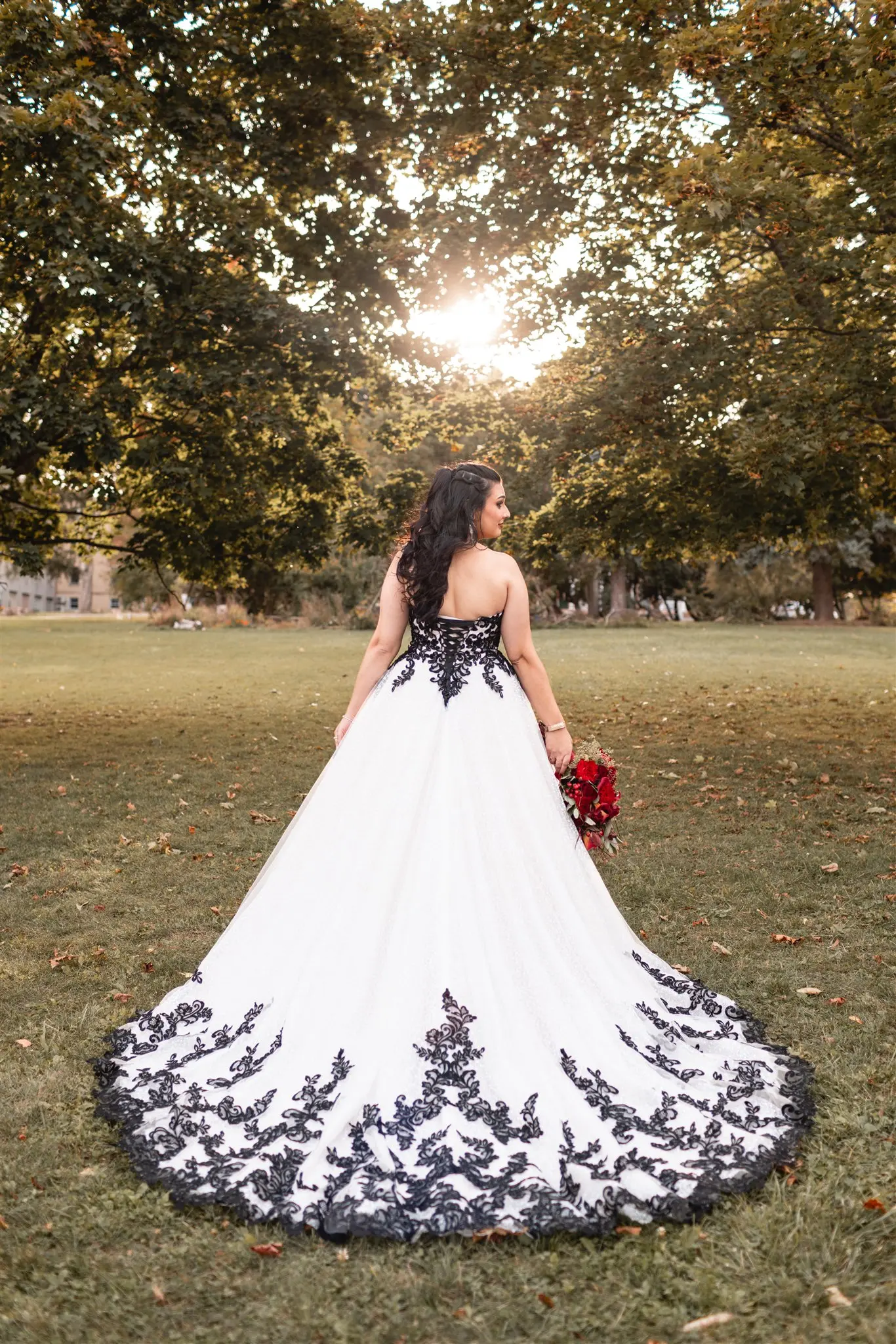 Bride In Strapless Black Wedding Dress Called Tristyn By Maggie Sottero