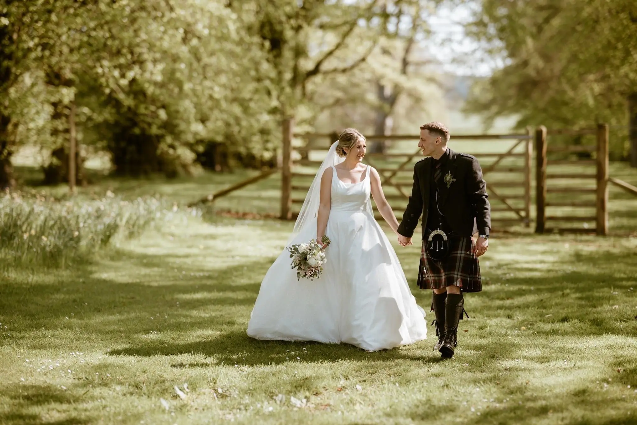 Bride In Sparkle Tulle Square Back Symphony Maggie Sottero With Groom
