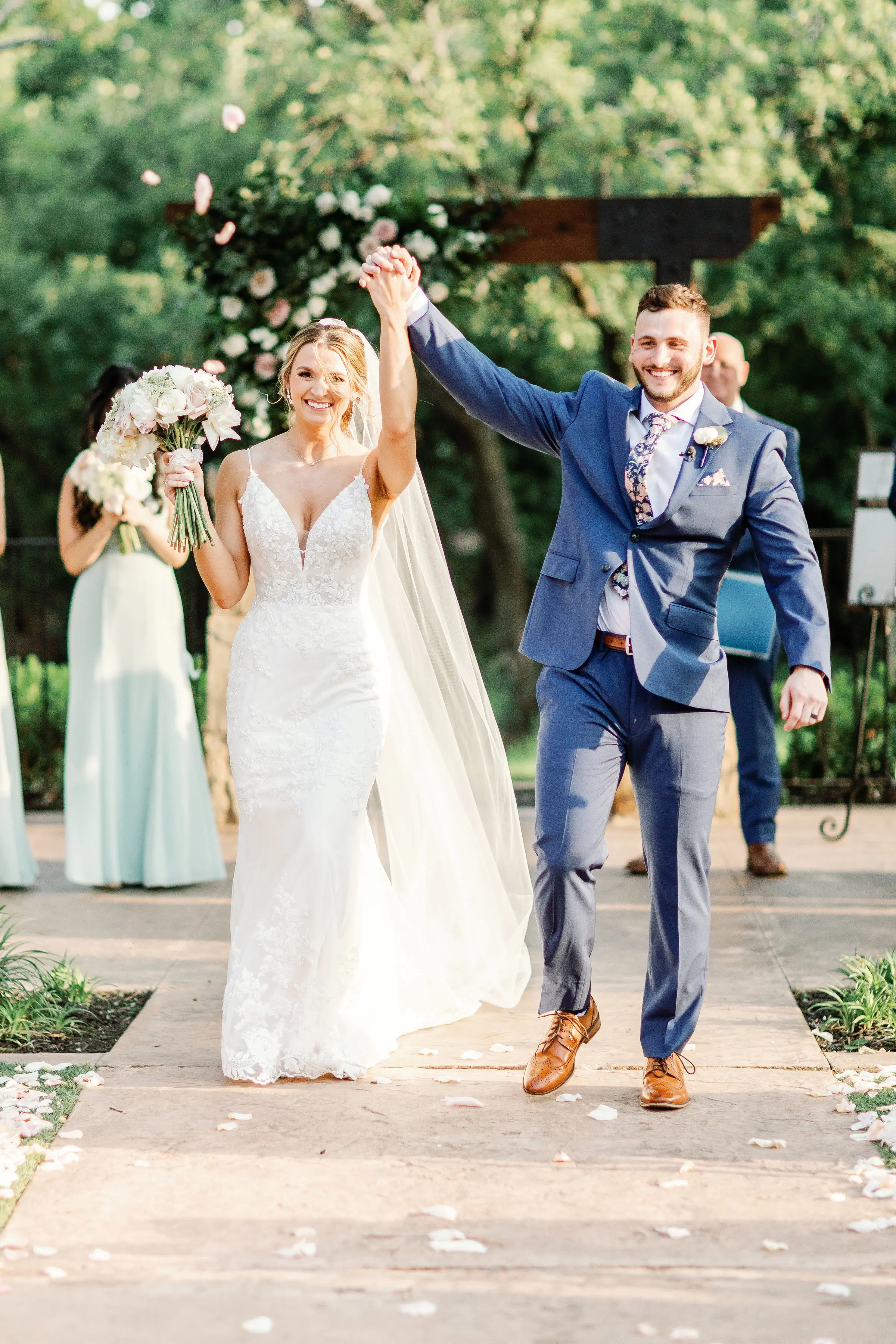 Bride Wearing Sparkly Lace Wedding Dress Called Fontaine By Maggie Sottero With Groom