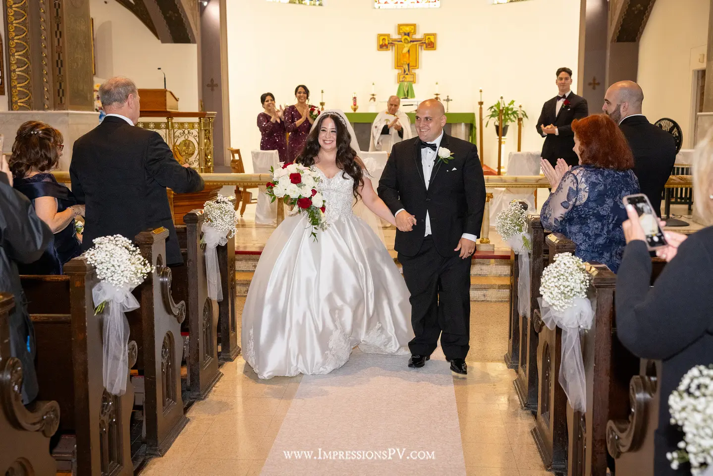 Groom With Bride Wearing Satin Ballgown Kimora By Sottero And Midgley