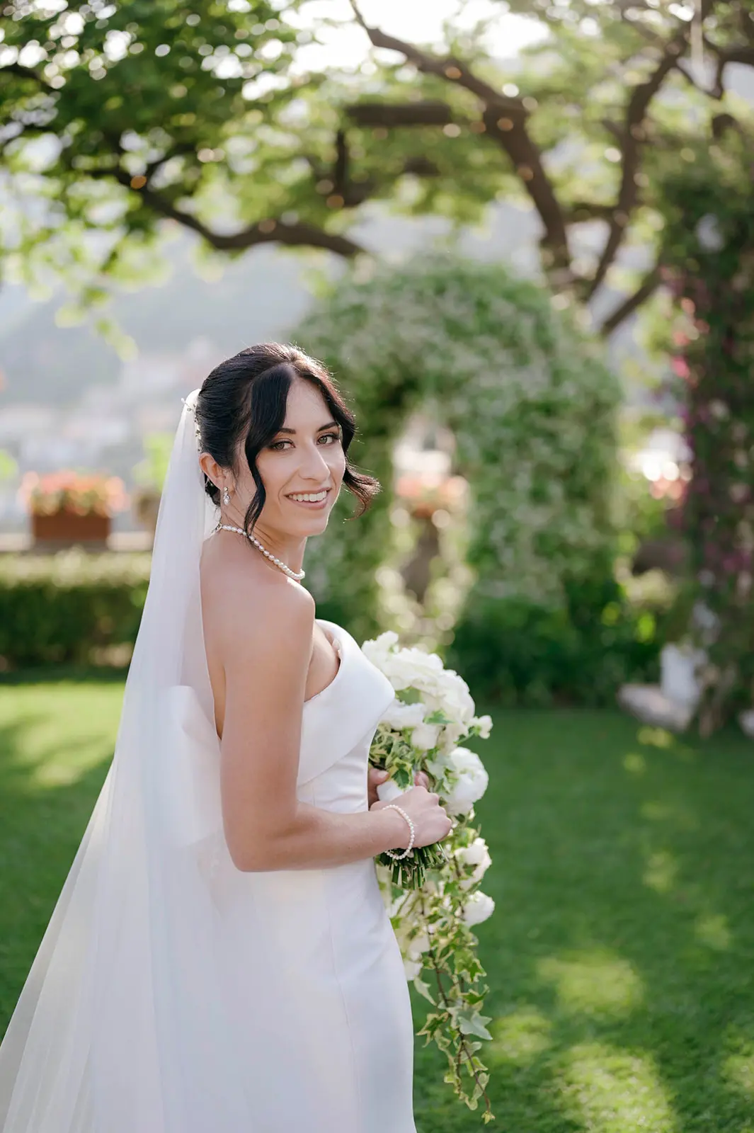 Bride In Strapless Mikado Mitchell Maggie Sottero