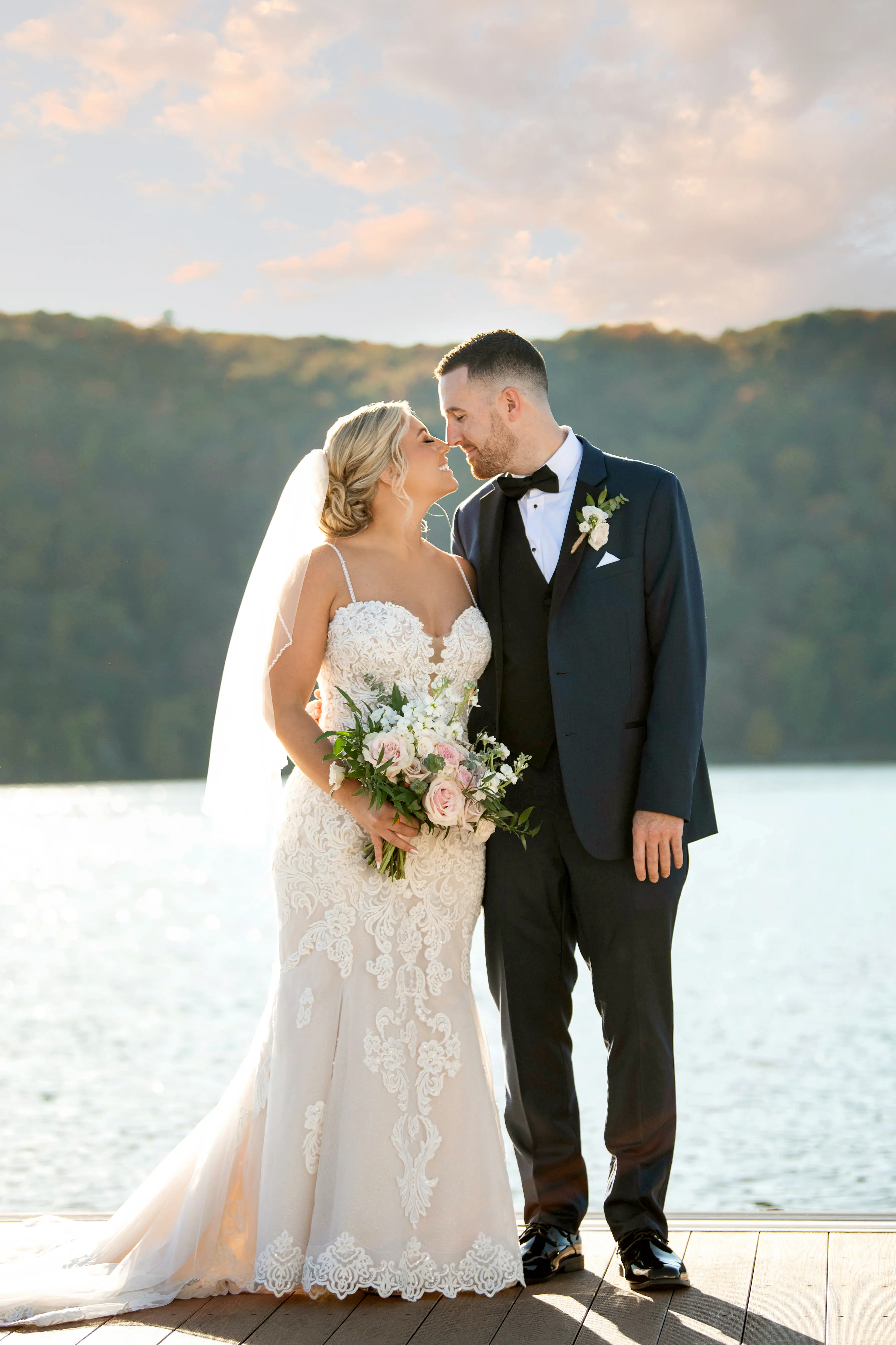 Bride In Spaghetti Straps Sparkle Straps Fiona Maggie Sottero With Groom