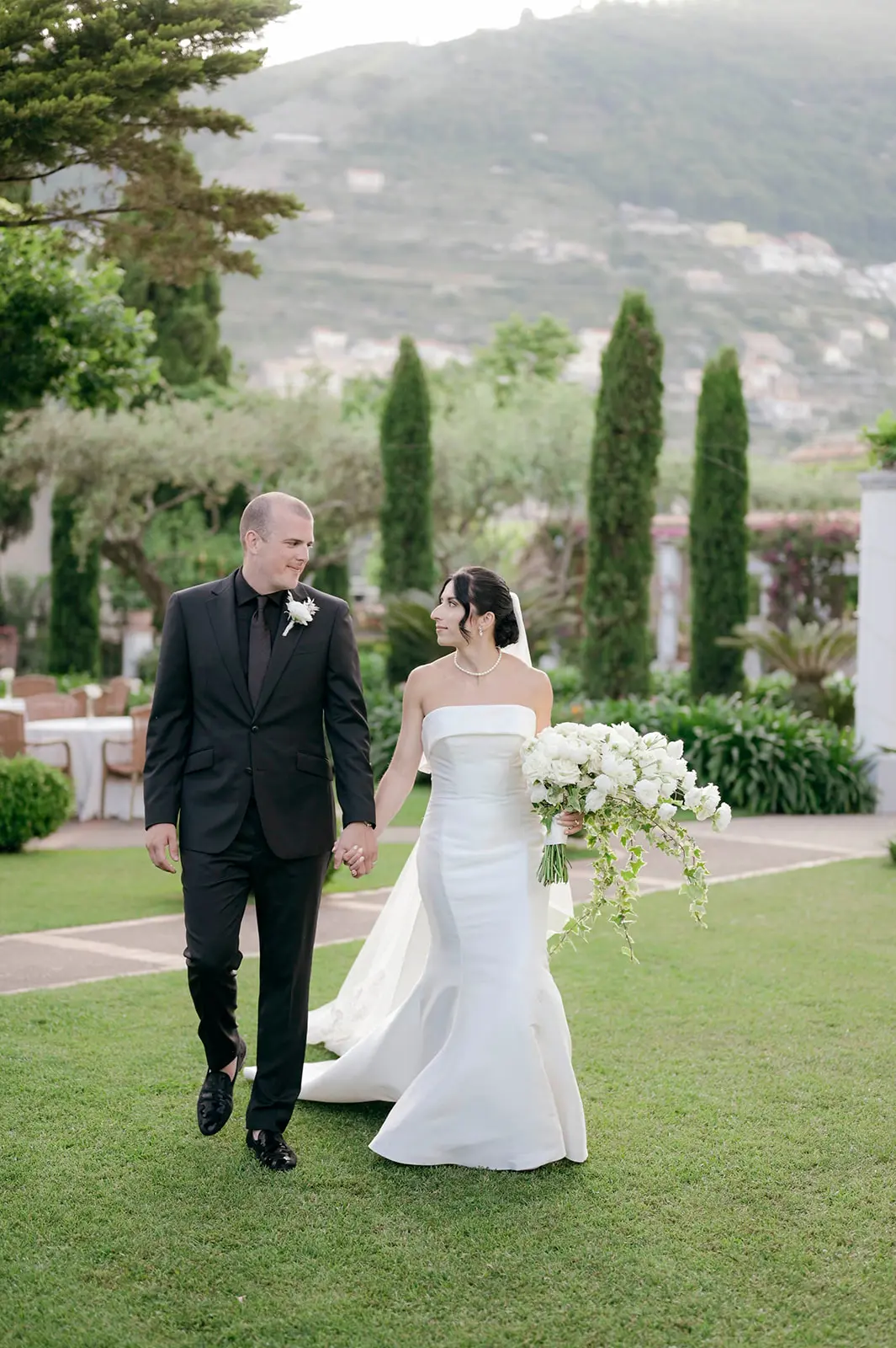 Bride In Strapless Mikado Mitchell Maggie Sottero With Groom