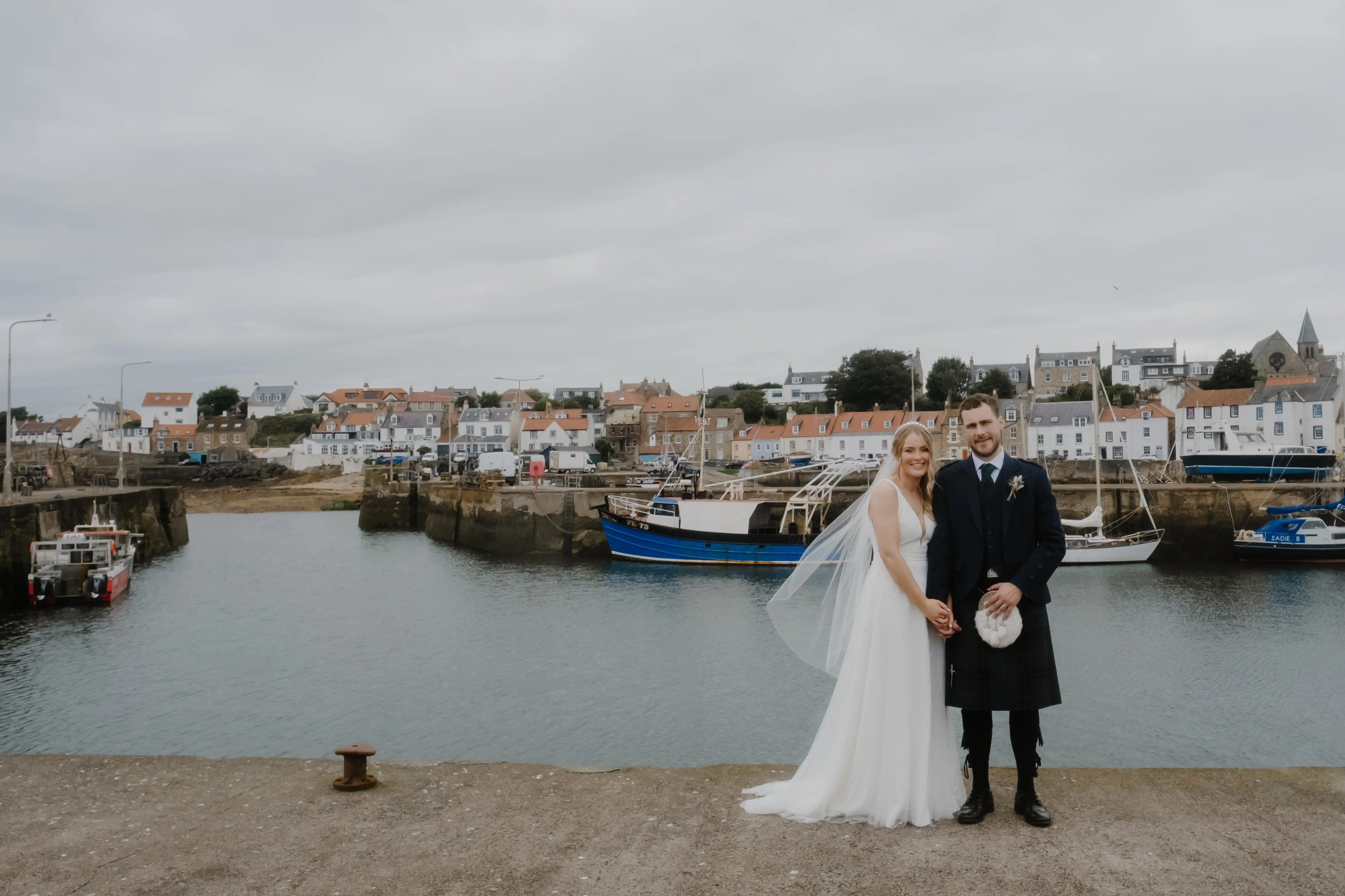 Groom With Bride In Minimalist Wedding Dress With Pearls Sahar Marie By Maggie Sottero