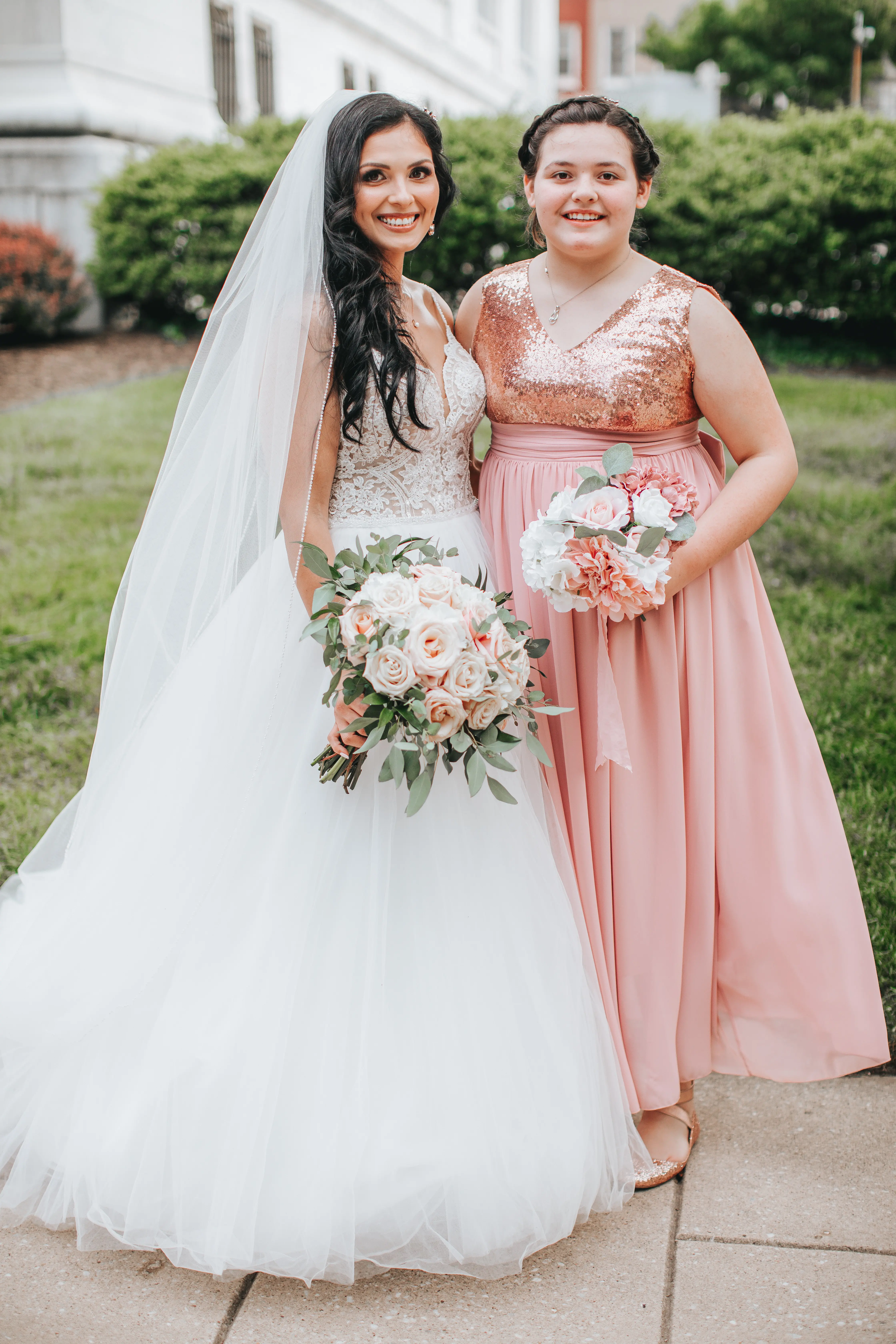 Bride wearing boho princess wedding dress