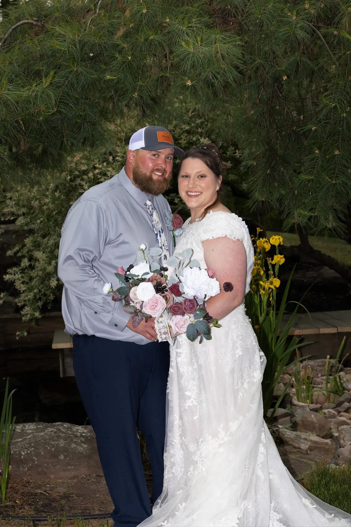 Bride In Modest A-line Courtney Leigh Rebecca Ingram With Groom
