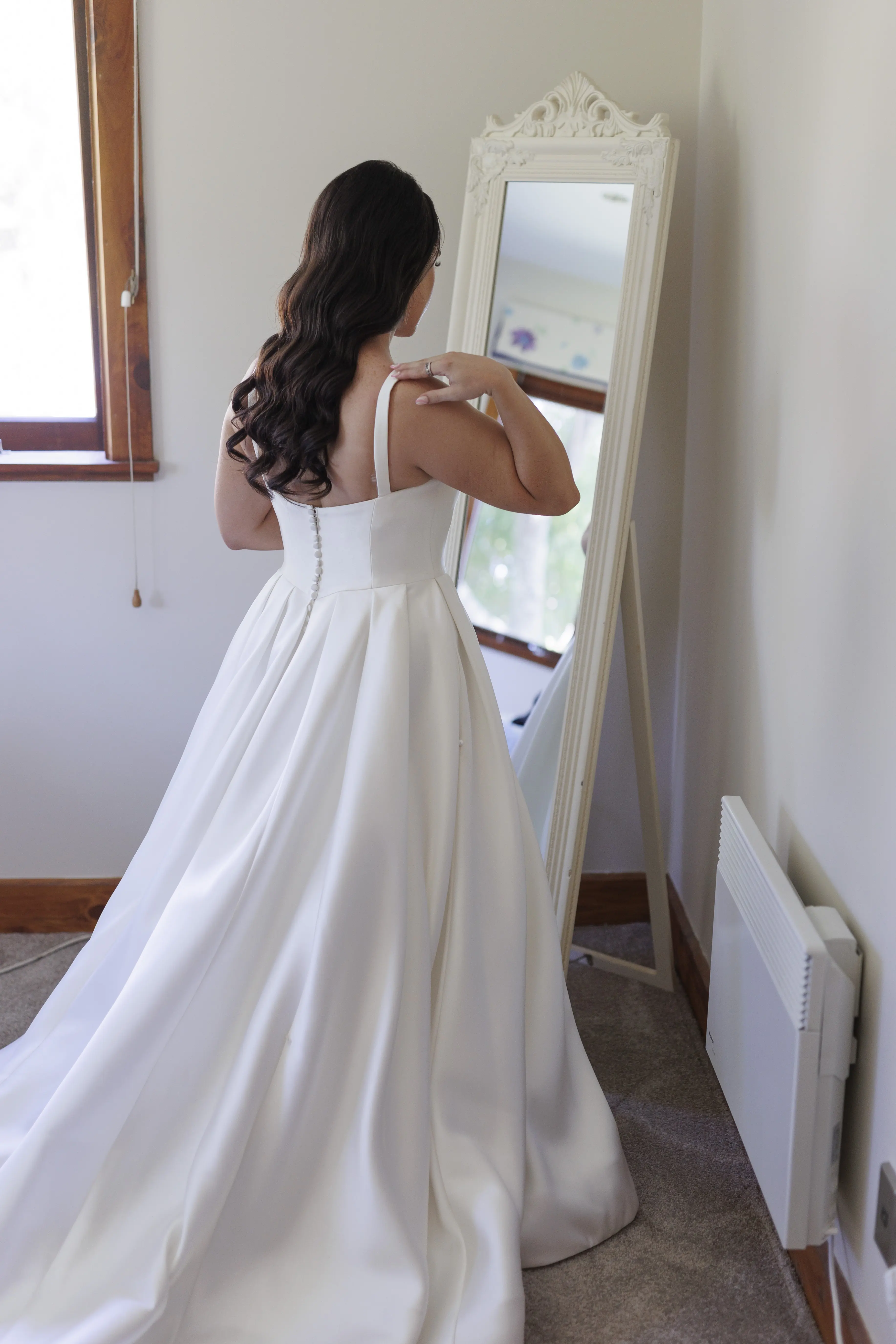 Bride In Satin A-Line Wedding Dress Called Selena By Maggie Sottero
