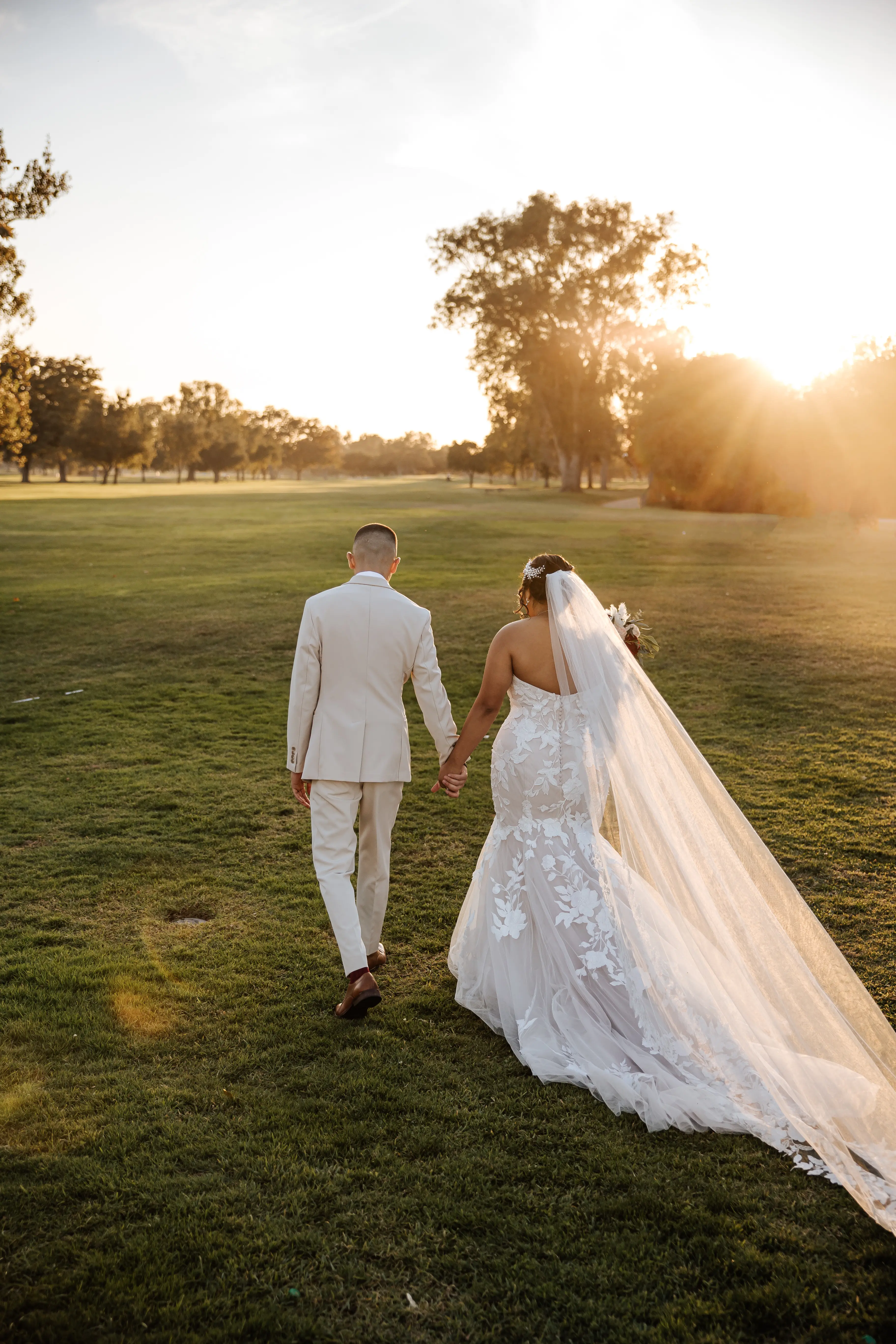 Real Bride in Strapless Mermaid Bridal Gown with Oversize Floral Lace Motifs Over Sparkle Tulle Called Hattie by Rebecca Ingram